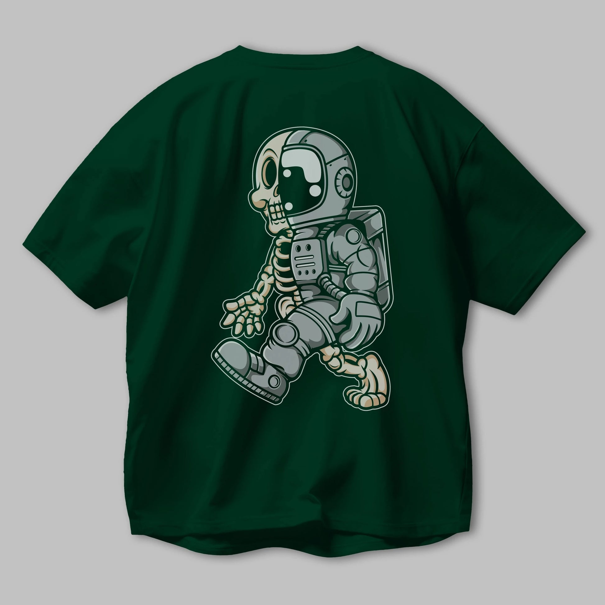 Astronaut Half Skull Arka Baskılı Oversize t-shirt Erkek Kadın Unisex