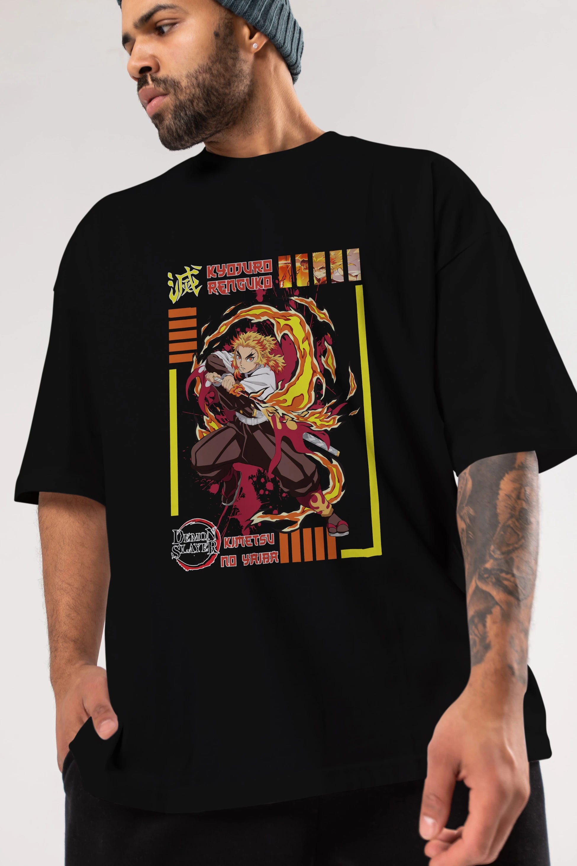 KYOJURO RENGOKU Anime Ön Baskılı Oversize t-shirt %100 pamuk Erkek Kadın Unisex