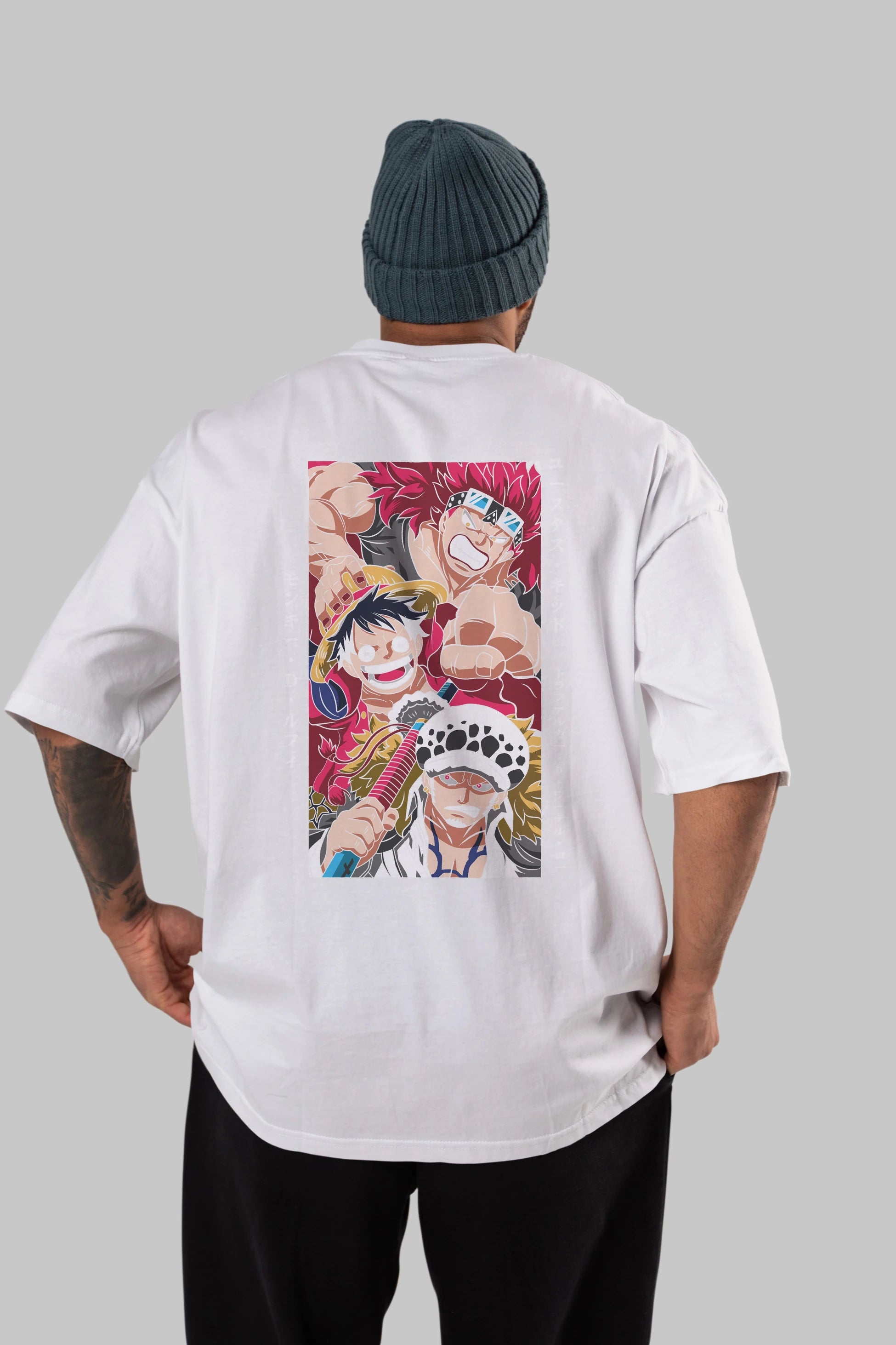SUPER NOVAS one piece Anime Arka Baskılı Oversize t-shirt Erkek Kadın Unisex