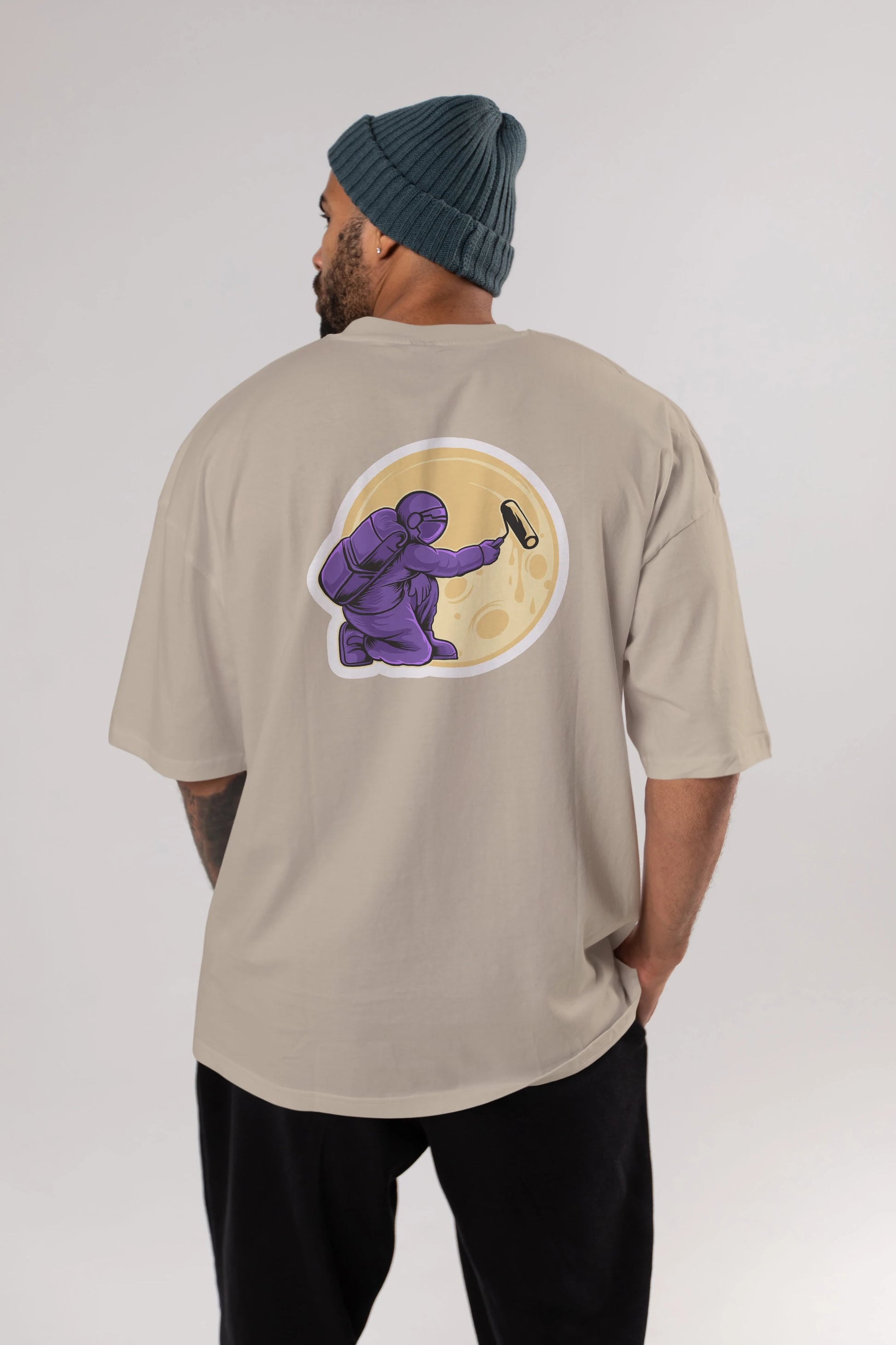 Astropaint Sticker Arka Baskılı Oversize t-shirt Erkek Kadın Unisex