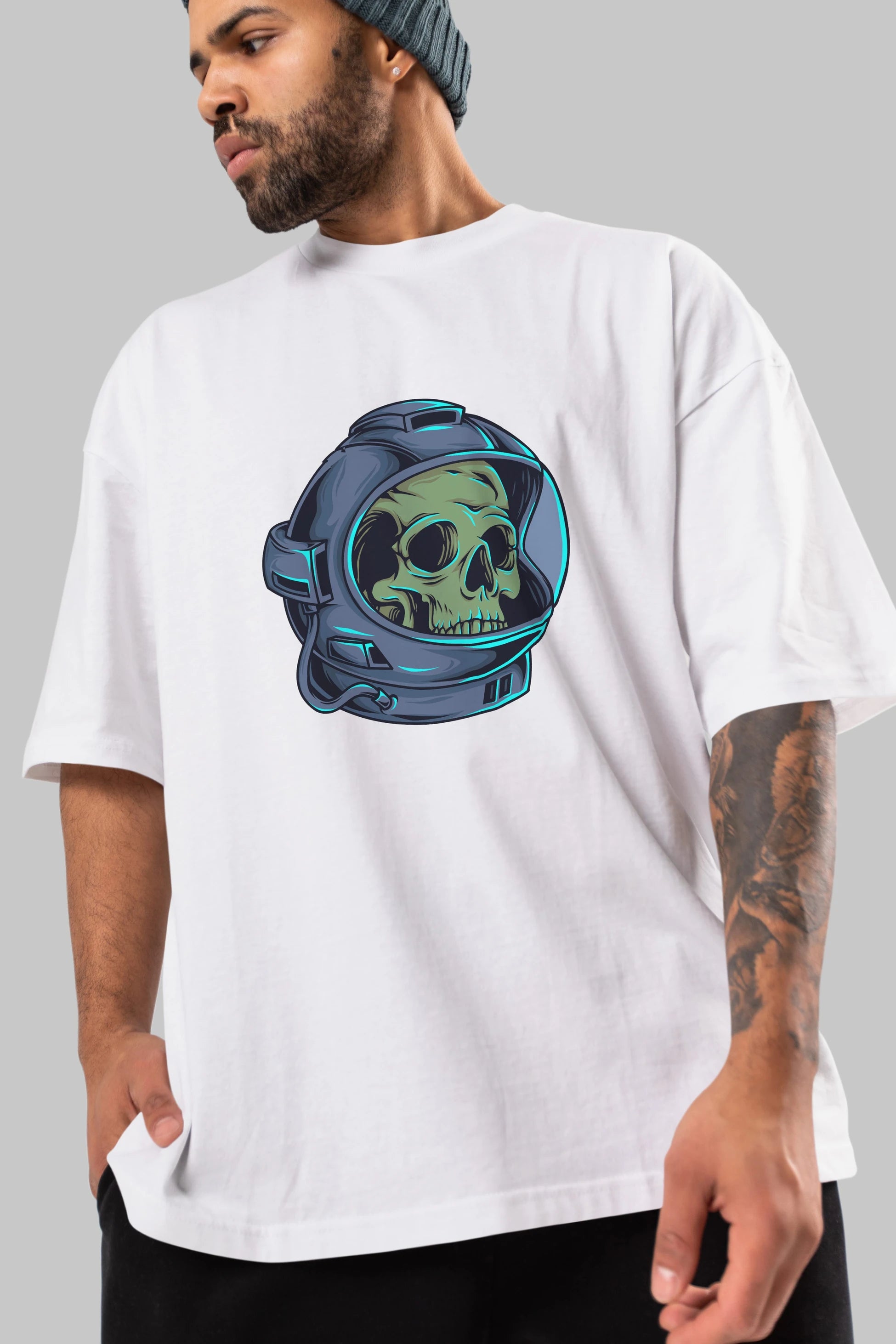 Astroskull Ön Baskılı Oversize t-shirt Erkek Kadın Unisex