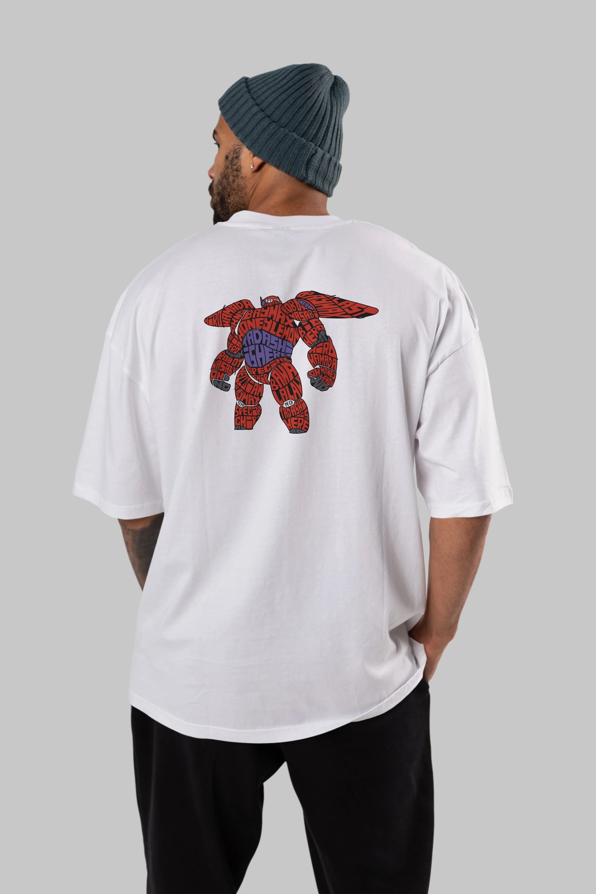 Baymax Arka Baskılı Oversize t-shirt %100 pamuk Erkek Kadın Unisex