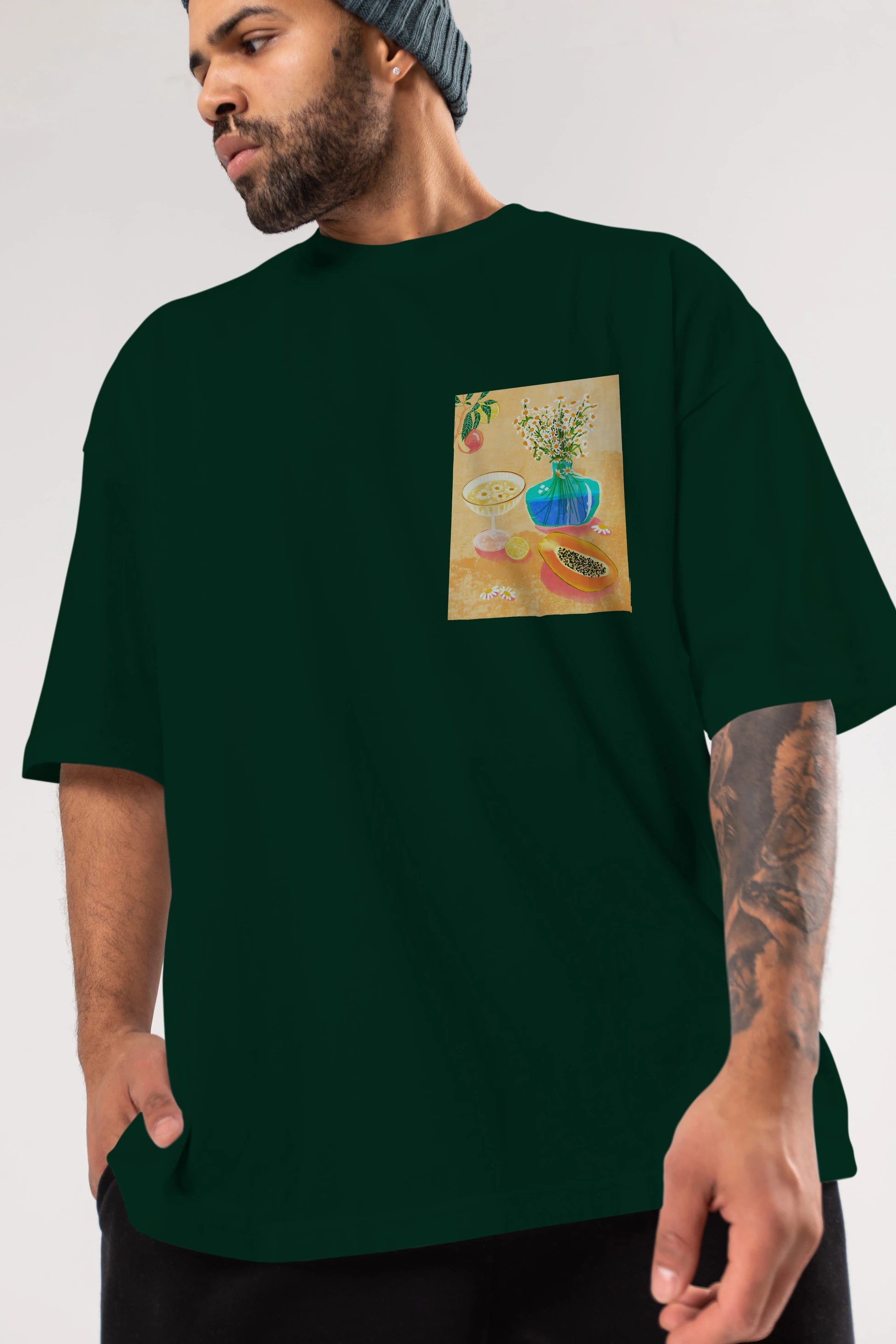 Cheers 2 Ön Sol Baskılı Oversize t-shirt Erkek Kadın Unisex %100 Pamuk Bisiklet Yaka tişort
