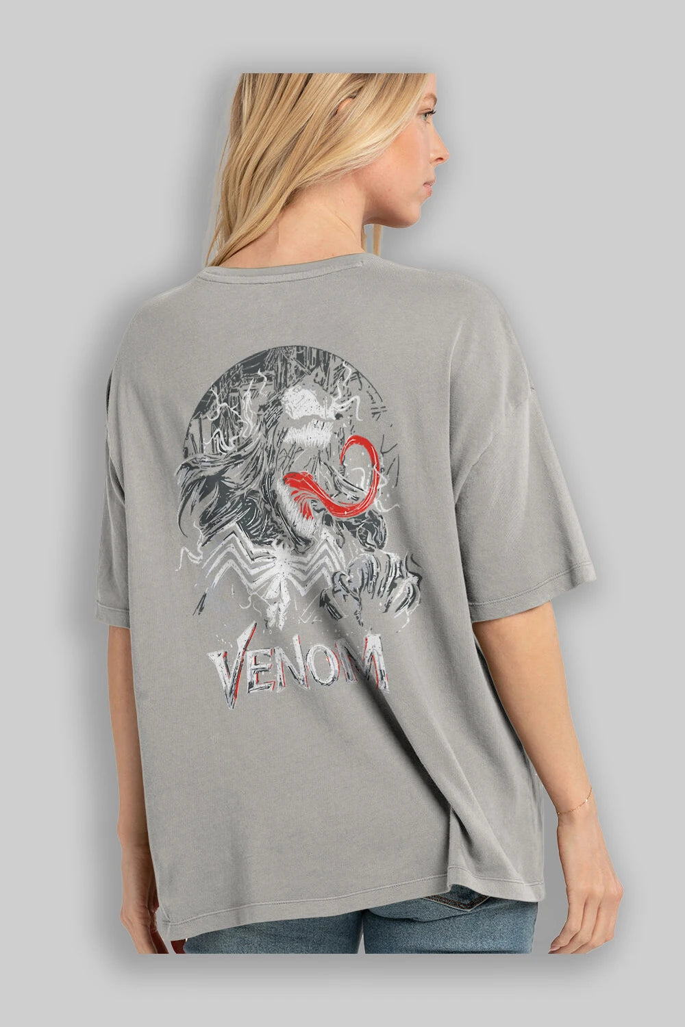 Venom (13) Arka Baskılı Oversize t-shirt Erkek Kadın Unisex %100 Pamuk Bisiklet Yaka tişort