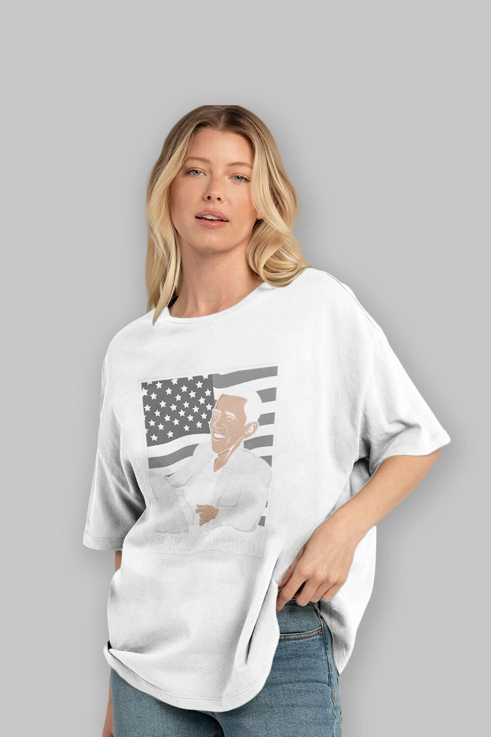 Obama Thriller Ön Baskılı Oversize t-shirt Erkek Kadın Unisex %100 Pamuk tişort