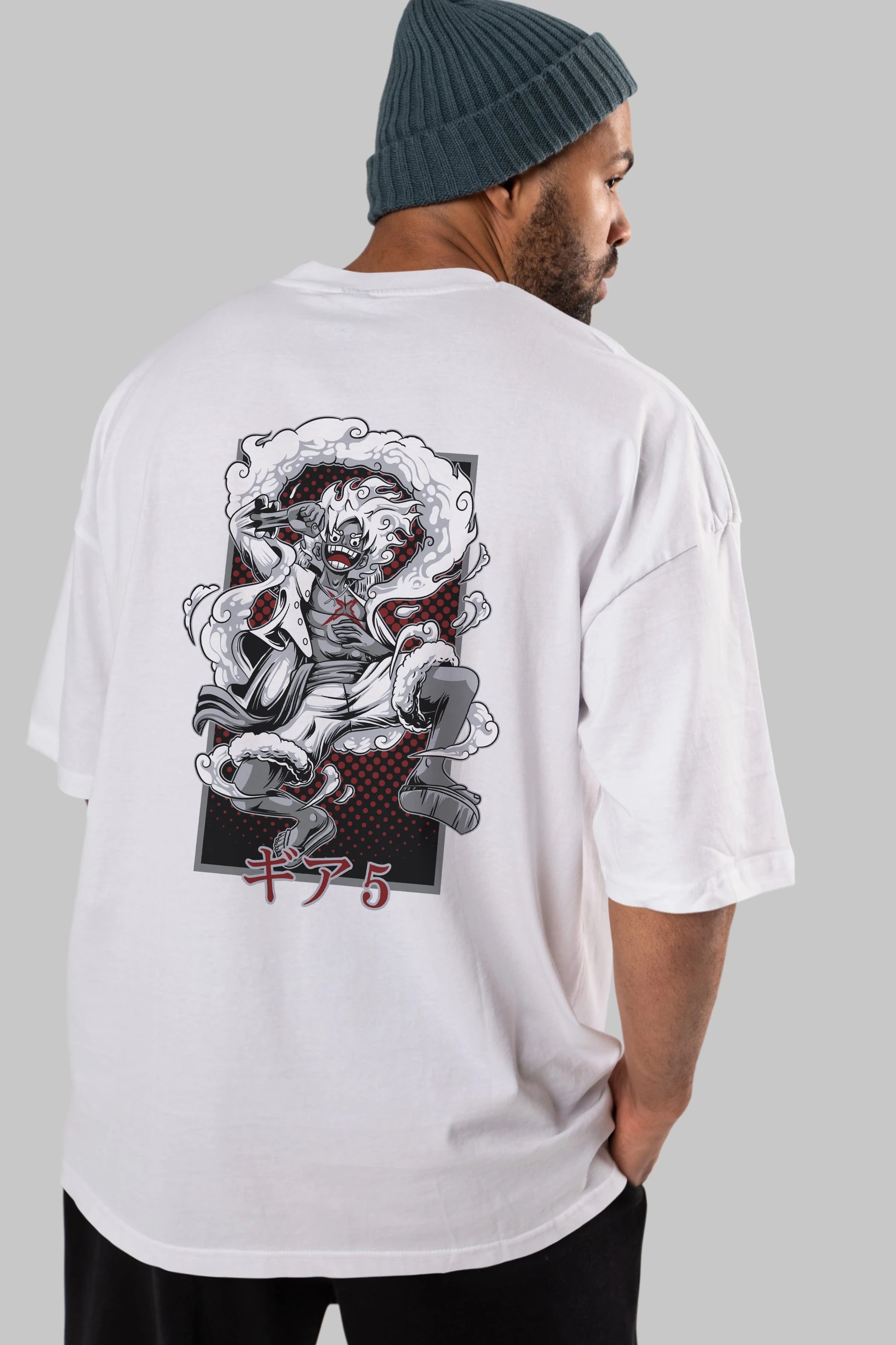 LUFFY GEAR 5 Anime Arka Baskılı Oversize t-shirt Erkek Kadın Unisex