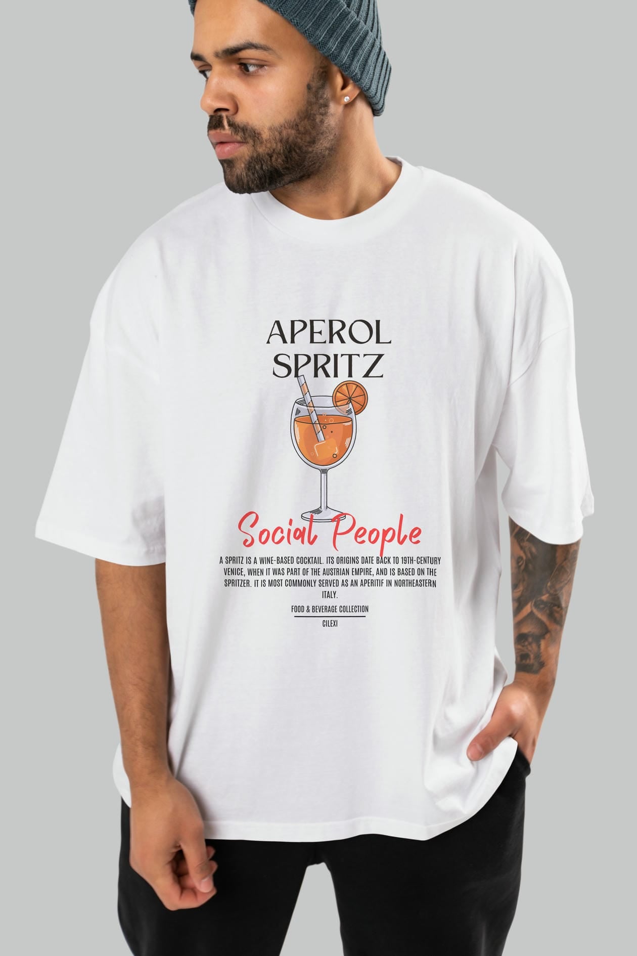 Aperol Sprıtz Kokteyl Serisi ön Baskılı Oversize t-shirt Erkek Kadın %100 Pamuk Bisiklet Yaka tişort