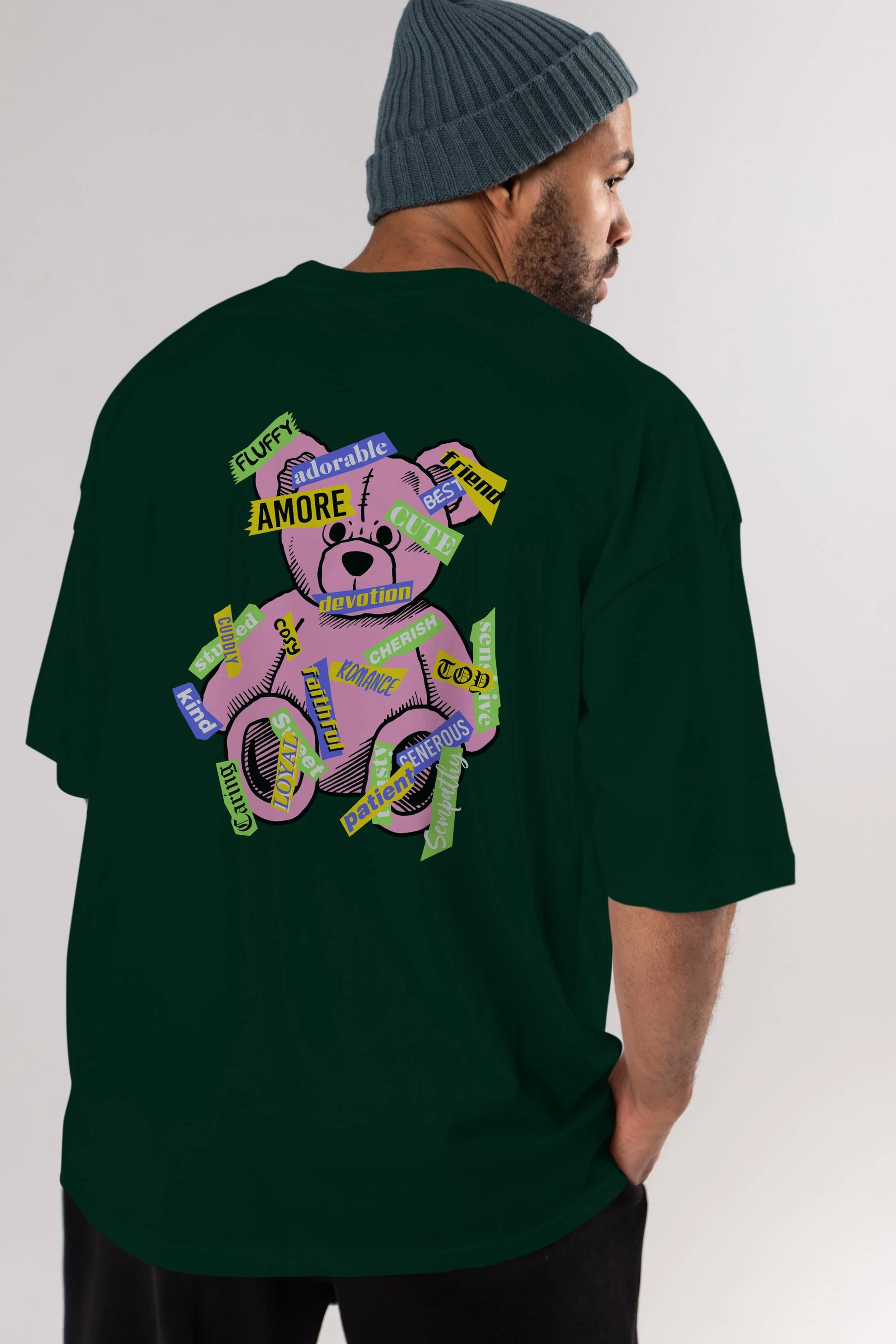 Teddy Bear Cute Arka Baskılı Oversize t-shirt Erkek Kadın Unisex
