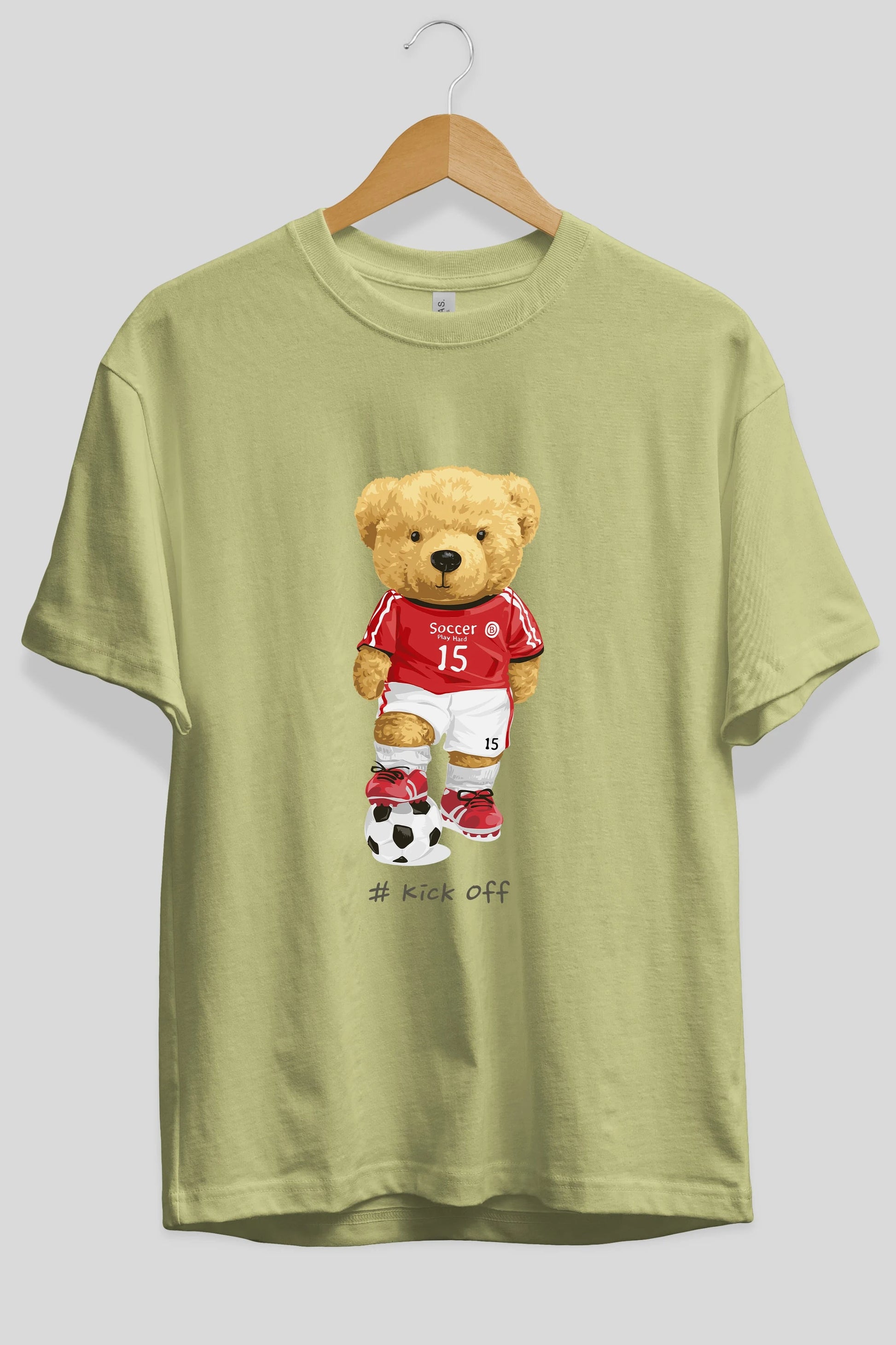 Teddy Bear Kick Off Ön Baskılı Oversize t-shirt Erkek Kadın Unisex %100 Pamuk