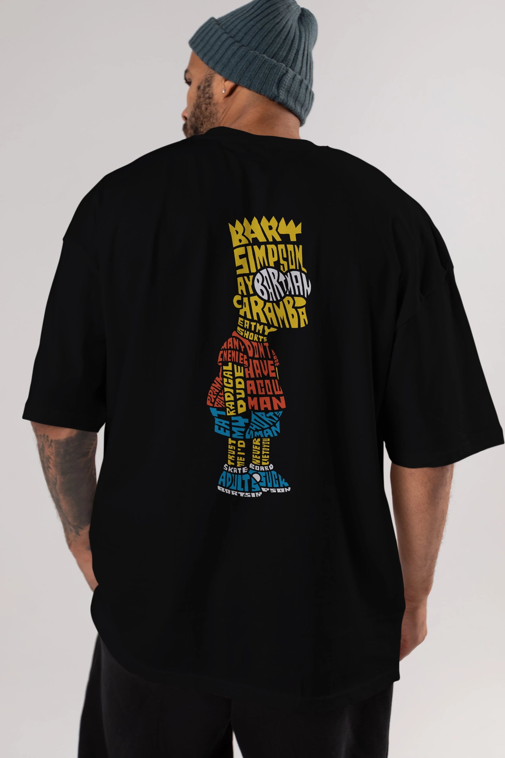 Bart Simpson Arka Baskılı Oversize t-shirt %100 pamuk Erkek Kadın Unisex