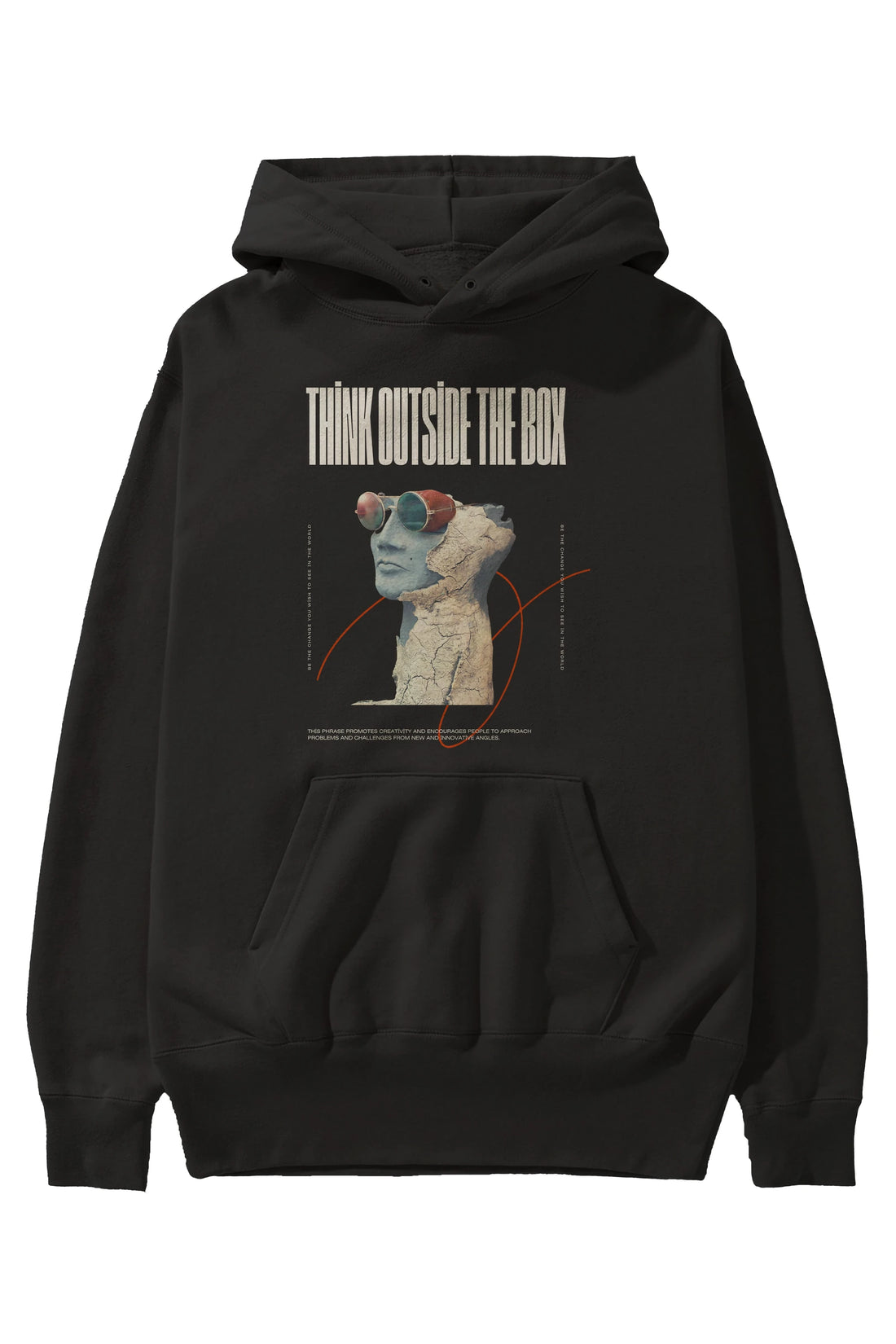 Think Outside The Box Ön Baskılı Oversize Hoodie Kapüşonlu Sweatshirt Erkek Kadın Unisex