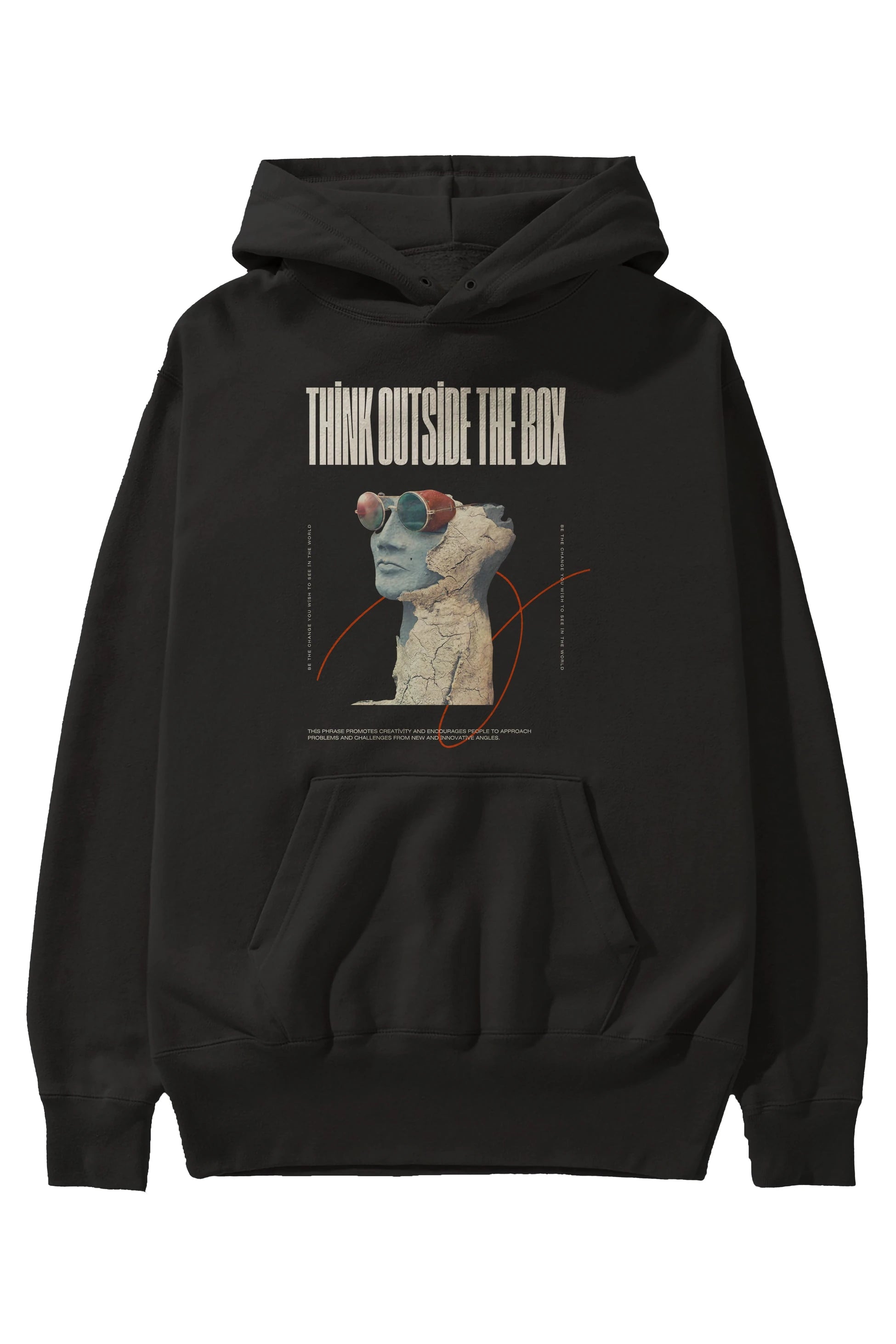 Think Outside The Box Ön Baskılı Oversize Hoodie Kapüşonlu Sweatshirt Erkek Kadın Unisex