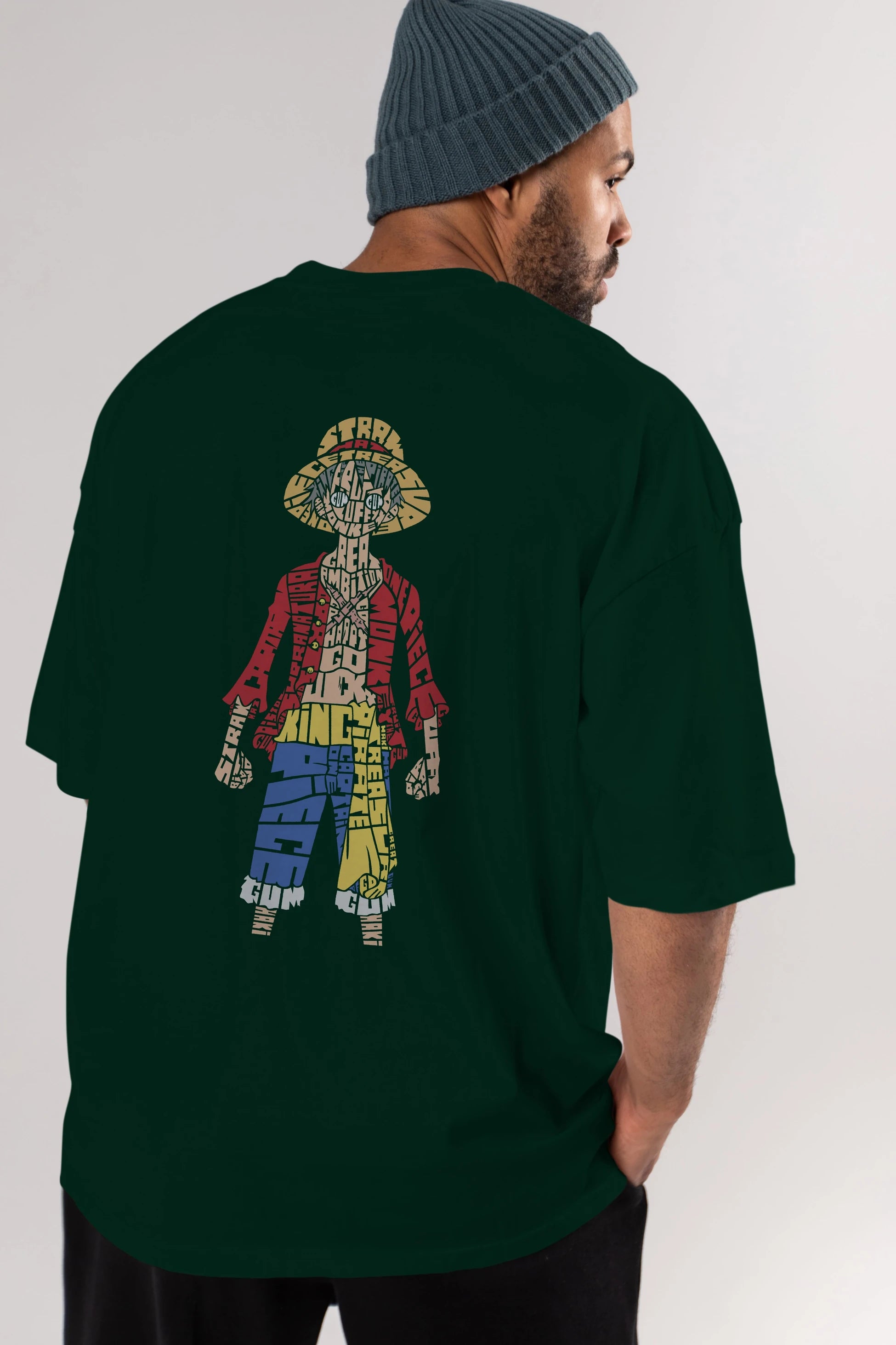One Piece Arka Baskılı Oversize t-shirt %100 pamuk Erkek Kadın Unisex