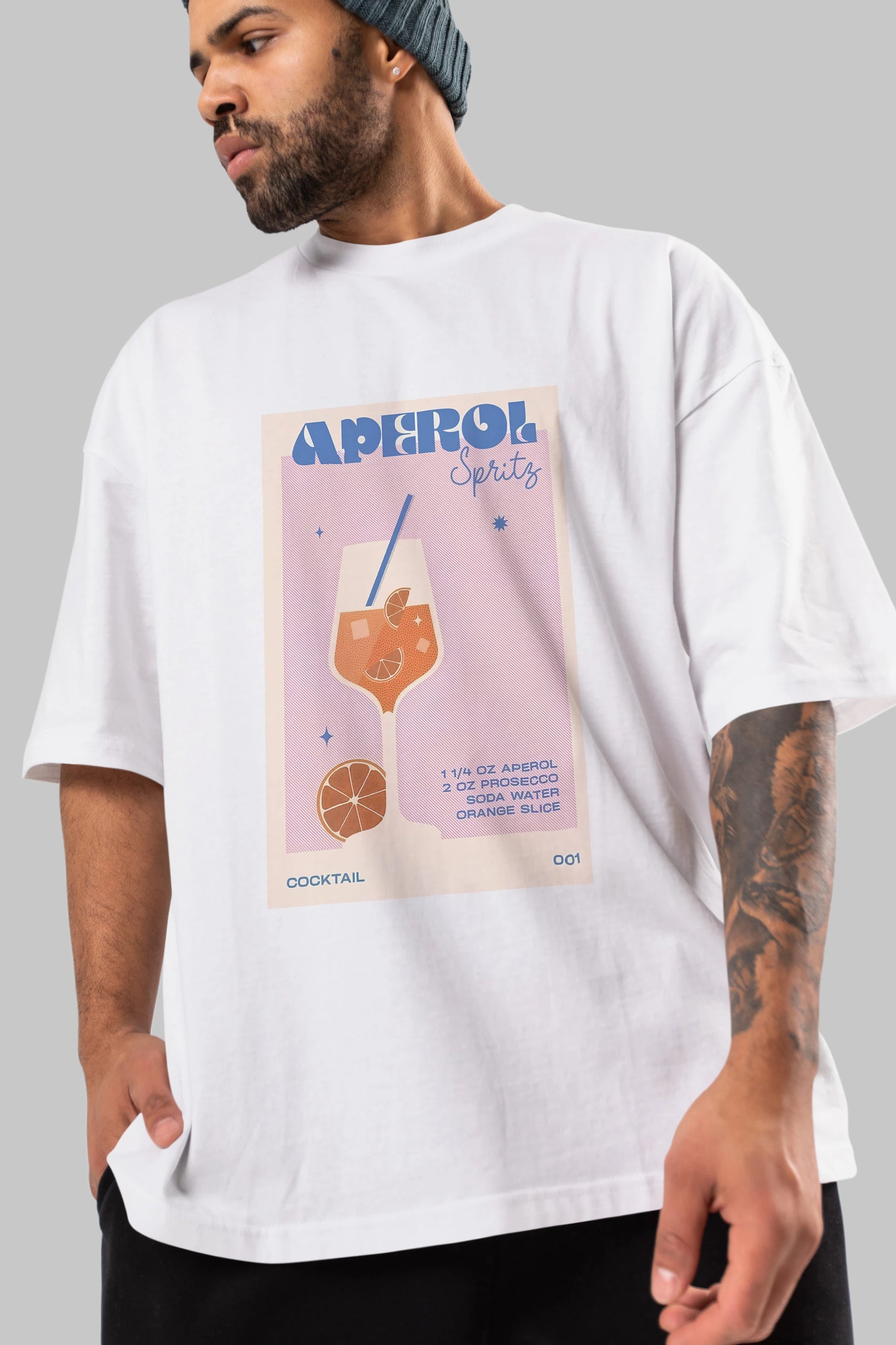 Aperol Spritz Ön Baskılı Oversize t-shirt Erkek Kadın Unisex %100 Pamuk Bisiklet Yaka tişort