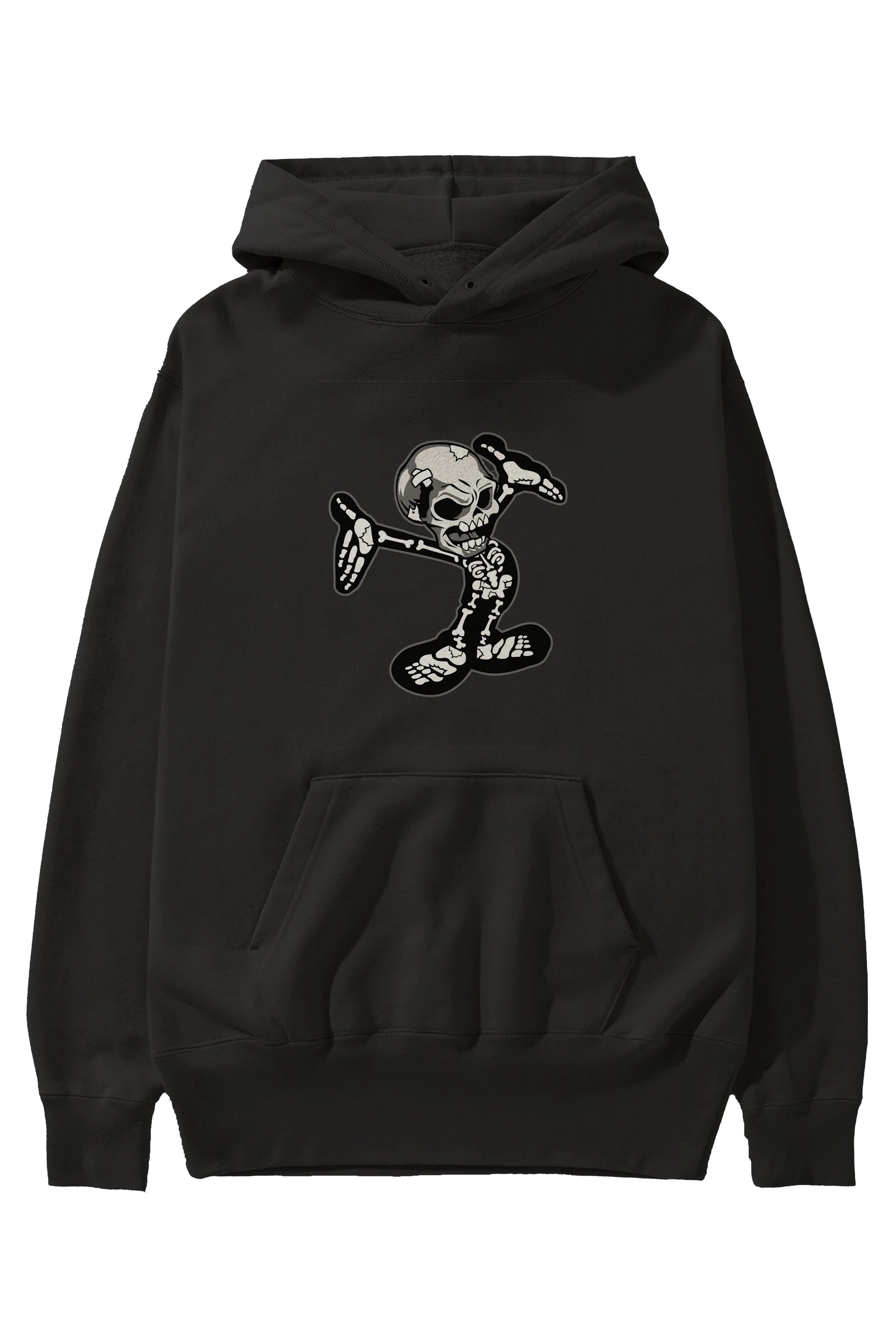 Skull Skeleton Ön Baskılı Hoodie Oversize Kapüşonlu Sweatshirt Erkek Kadın Unisex