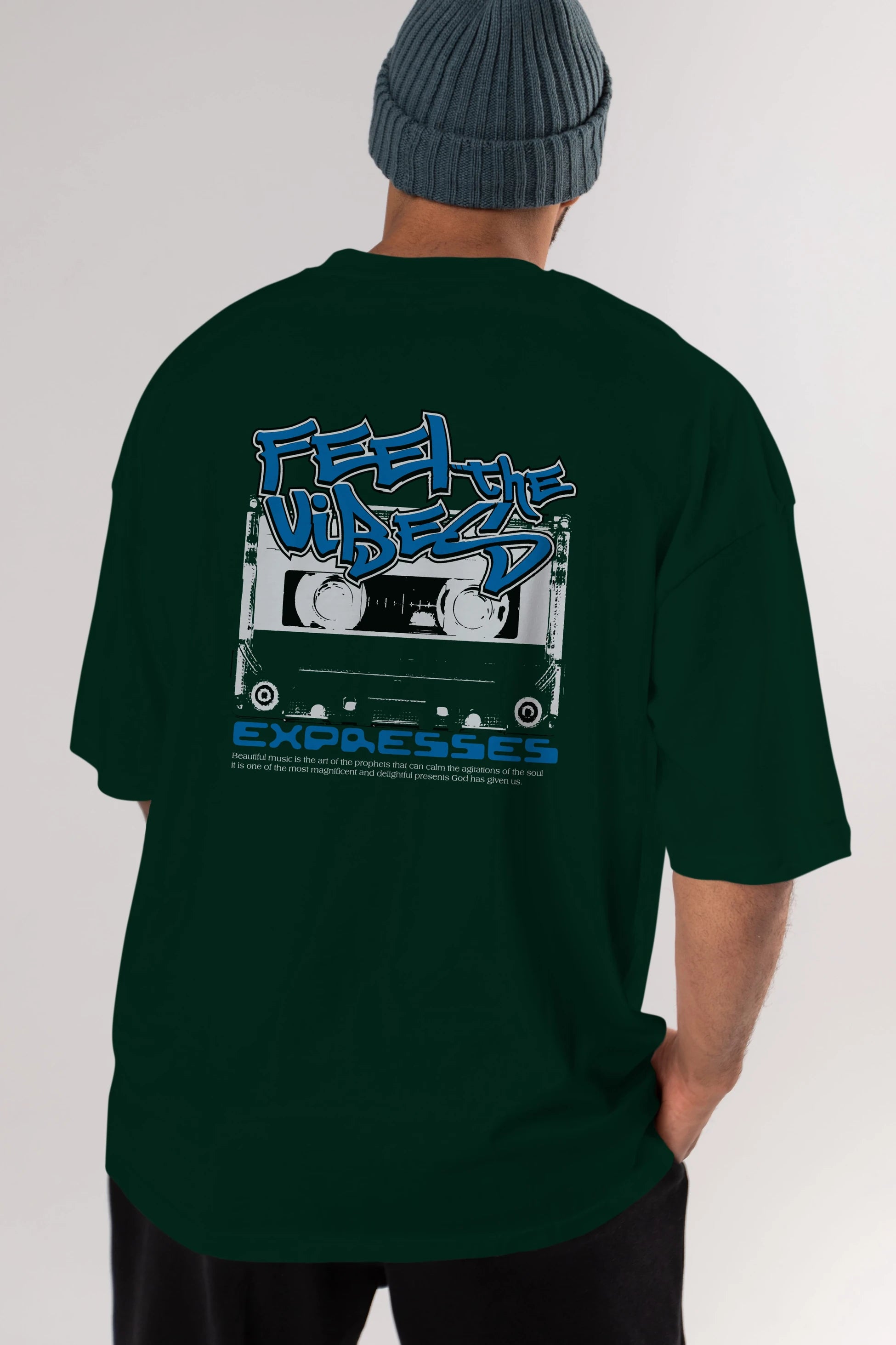 Feel The Vibes Arka Baskılı Oversize t-shirt Erkek Kadın Unisex