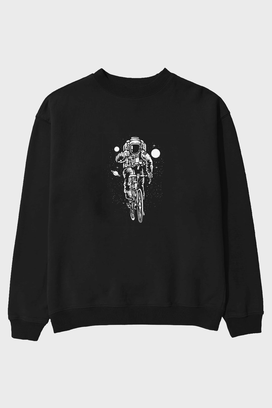 Astronaut Bicycle Ön Baskılı Oversize Sweatshirt Erkek Kadın Unisex