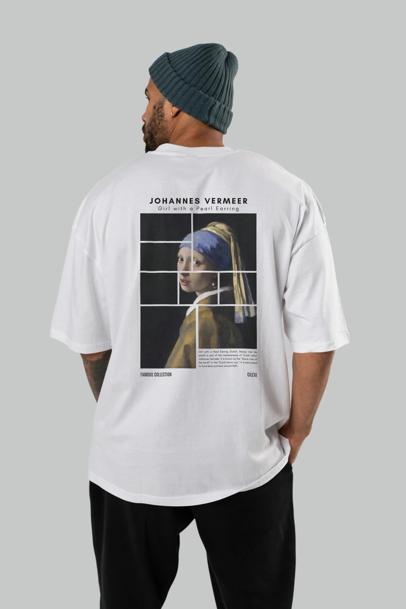 Johannes Vermeer Arka Baskılı Oversize t-shirt Erkek Kadın Bisiklet Yaka Pamuk tişort