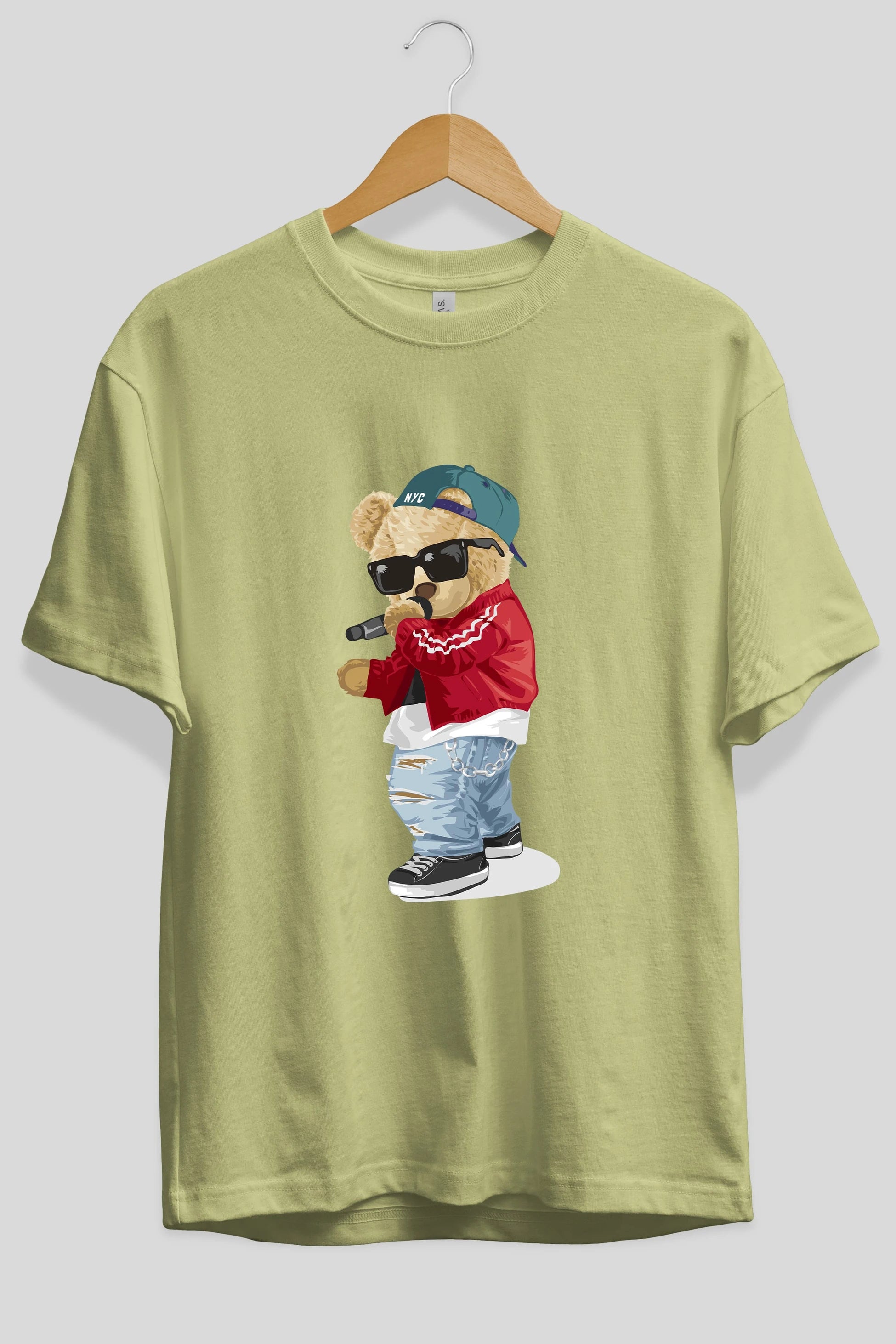 Teddy Bear Şarkıcı Ön Baskılı Oversize t-shirt Erkek Kadın Unisex %100 Pamuk