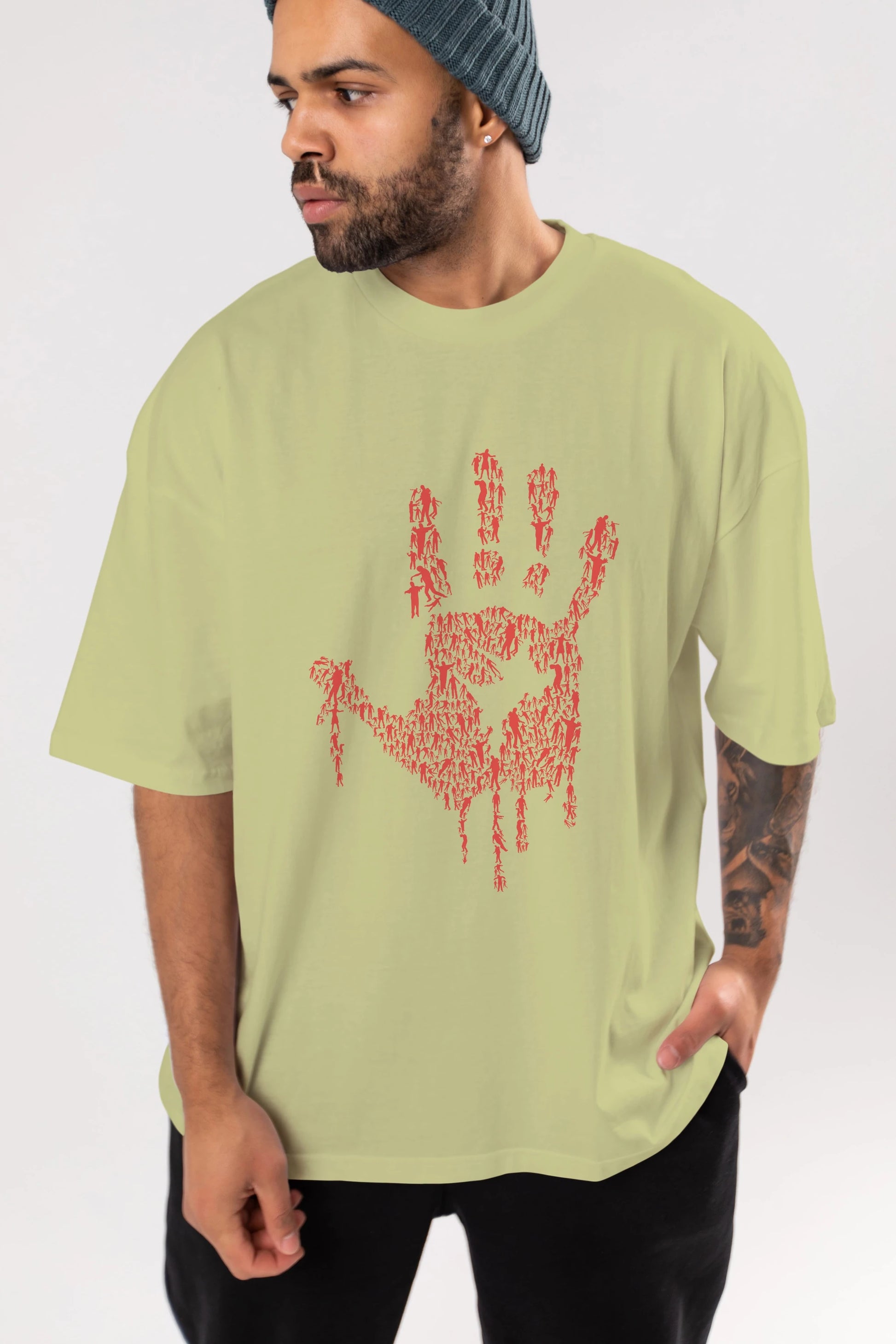 Hand Of Zombies Ön Baskılı Oversize t-shirt %100 pamuk Erkek Kadın Unisex