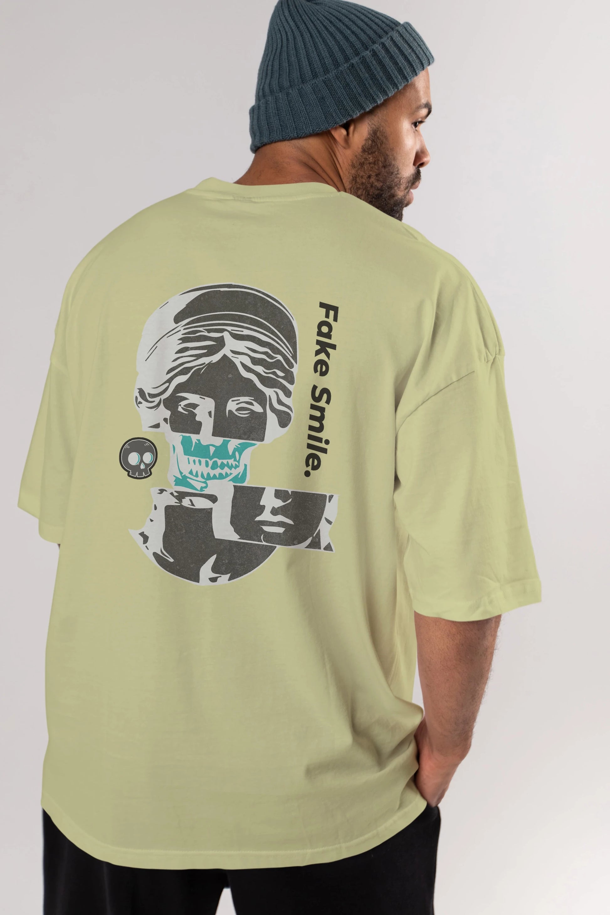 Fake Smile Yazılı Arka Baskılı Oversize t-shirt Erkek Kadın Unisex
