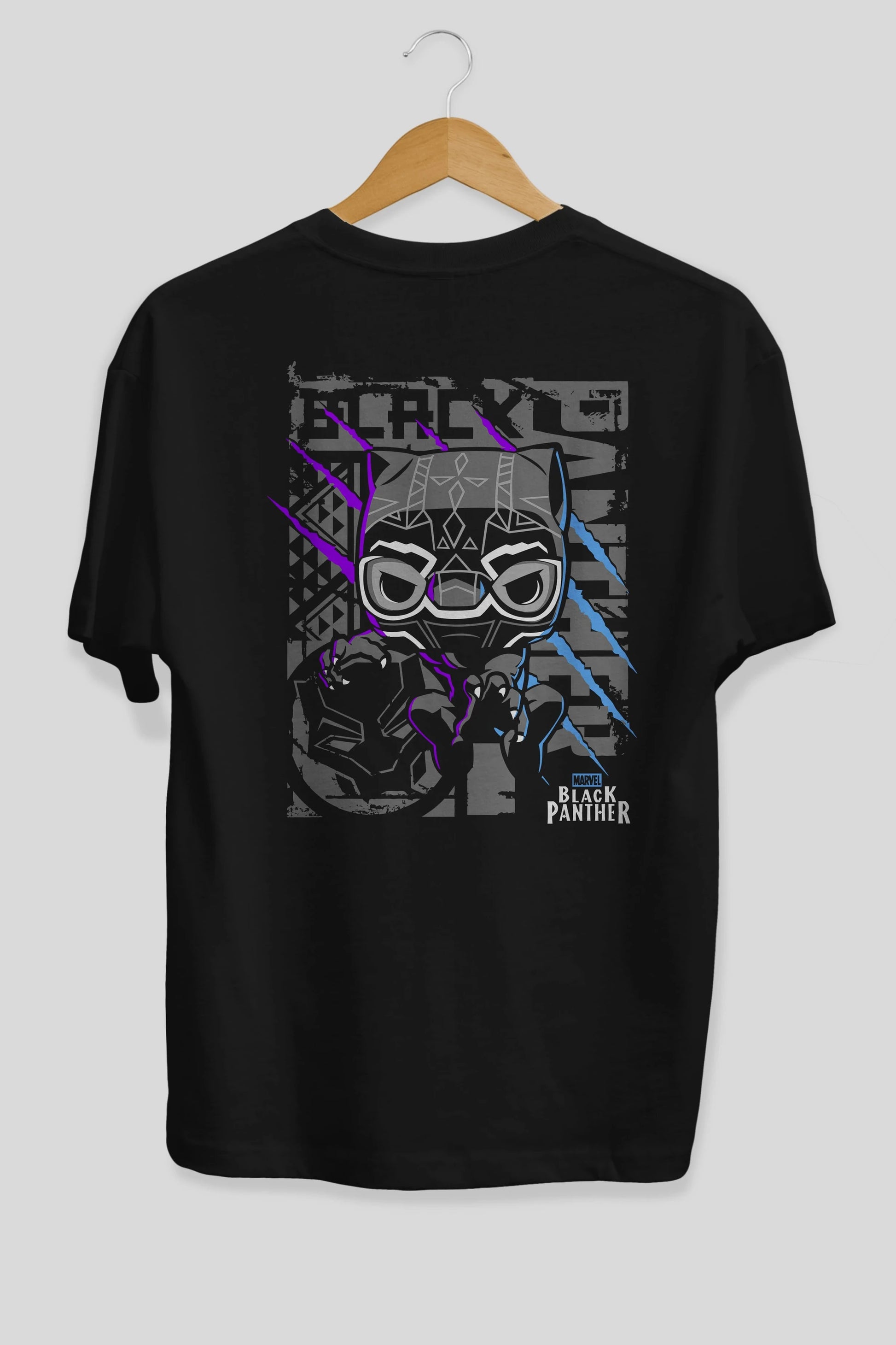 Black Panther Arka Baskılı Oversize t-shirt Erkek Kadın Unisex %100 Pamuk Bisiklet Yaka tişort