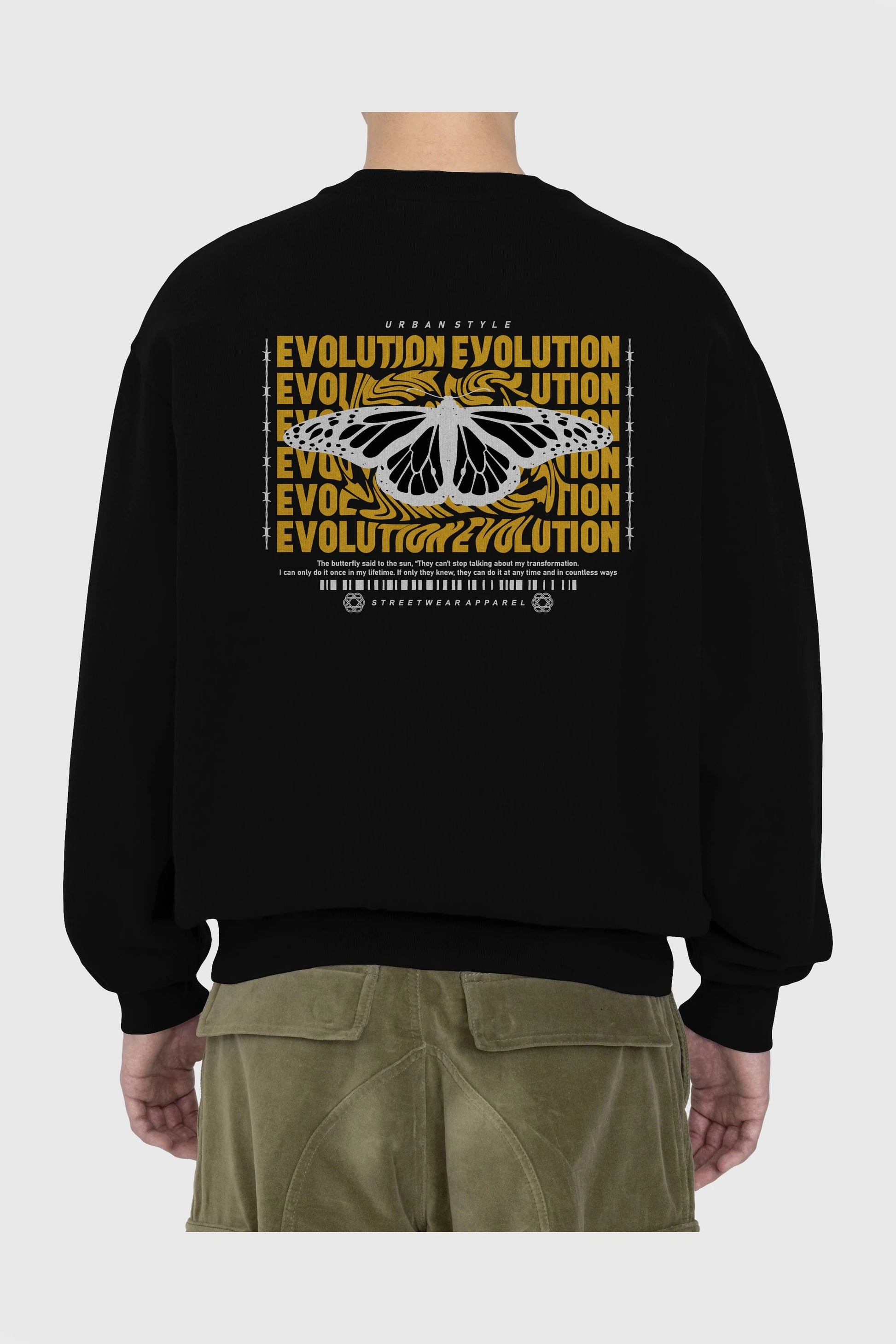Evolution Urban Style Arka Baskılı Oversize Sweatshirt Erkek Kadın Unisex