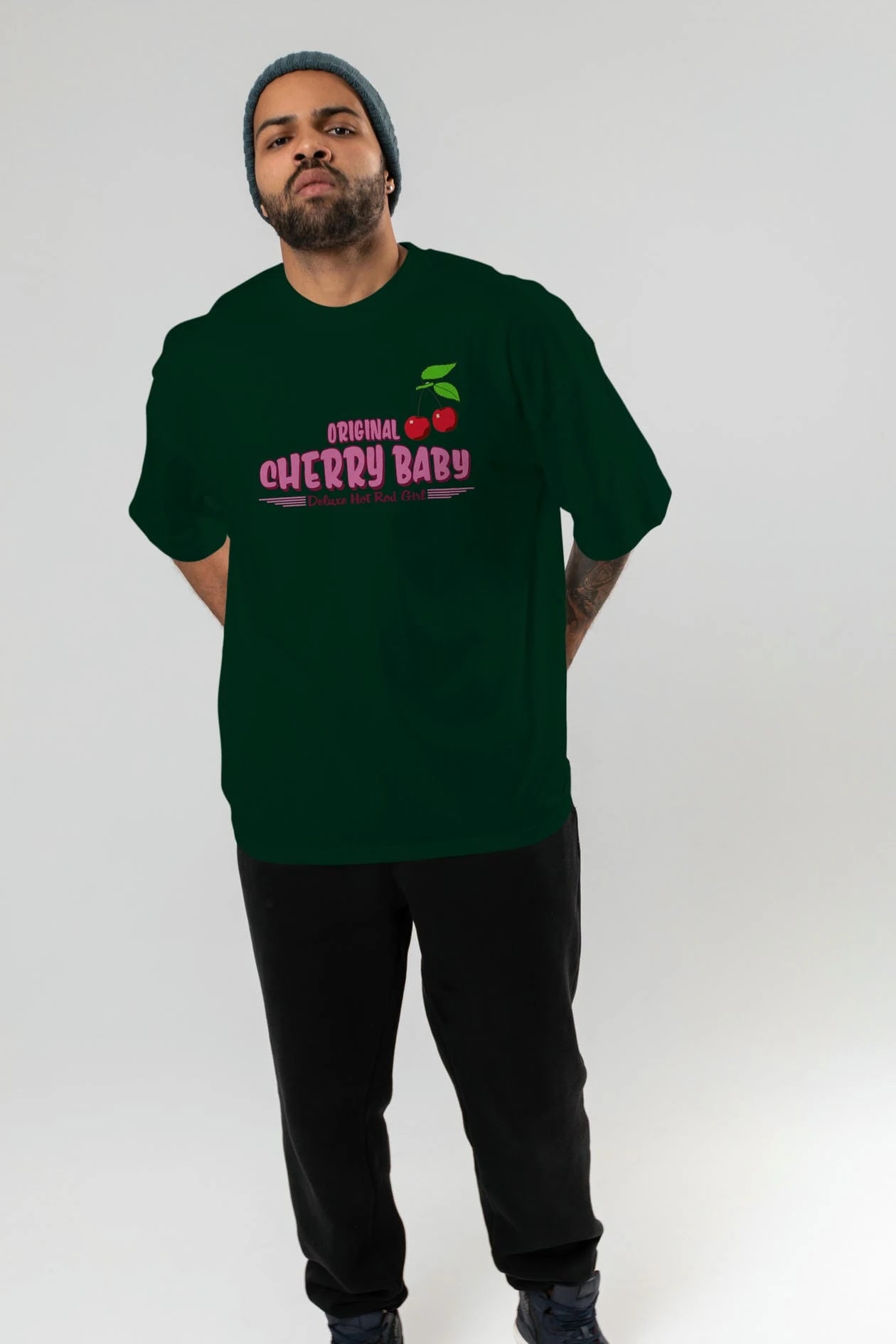 Cherry Baby Ön Baskılı Oversize t-shirt Erkek Kadın Pamuk Bisiklet Yaka tişort