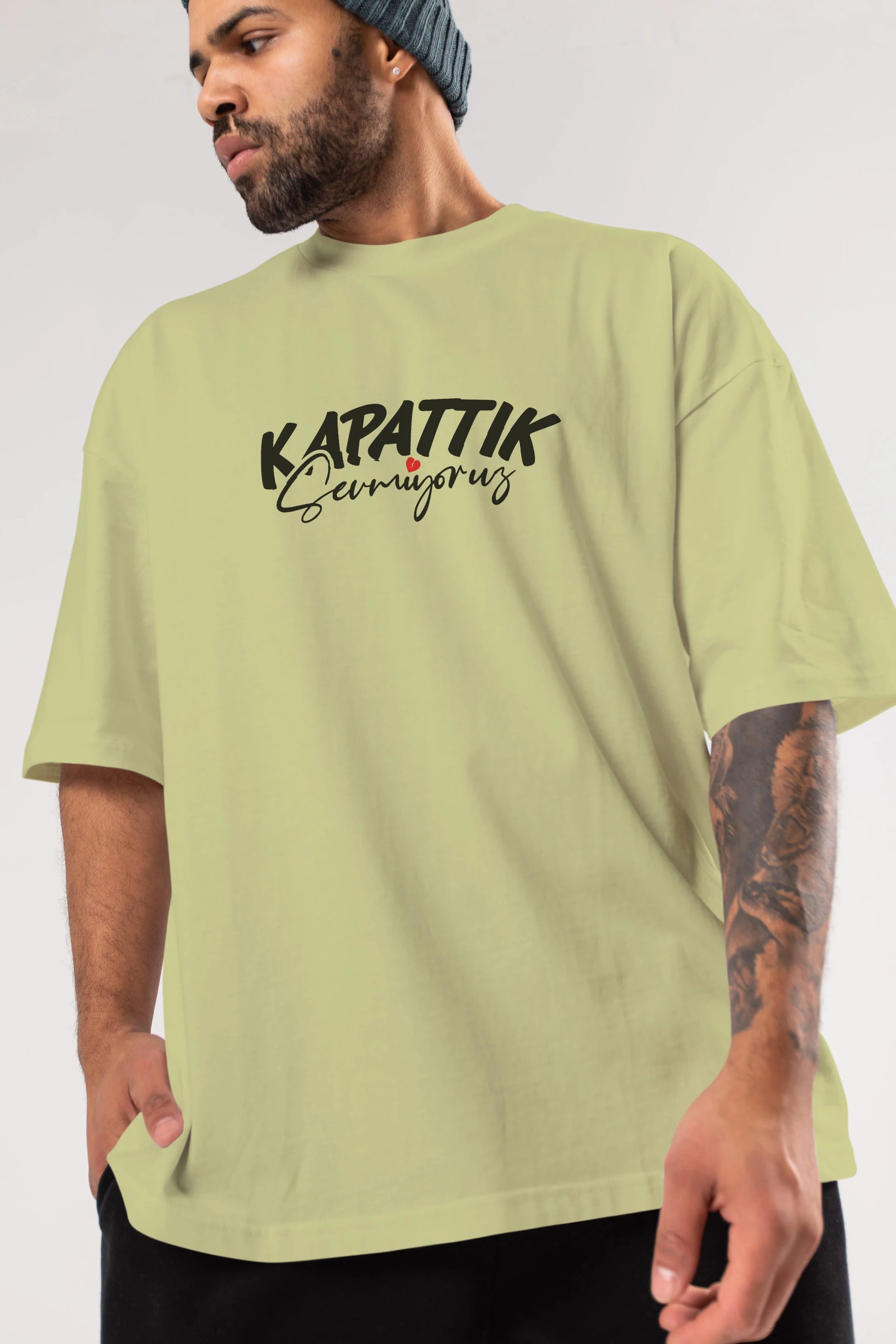 Kapattık Sevmiyoruz Ön Baskılı Oversize t-shirt %100 pamuk Erkek Kadın Unisex