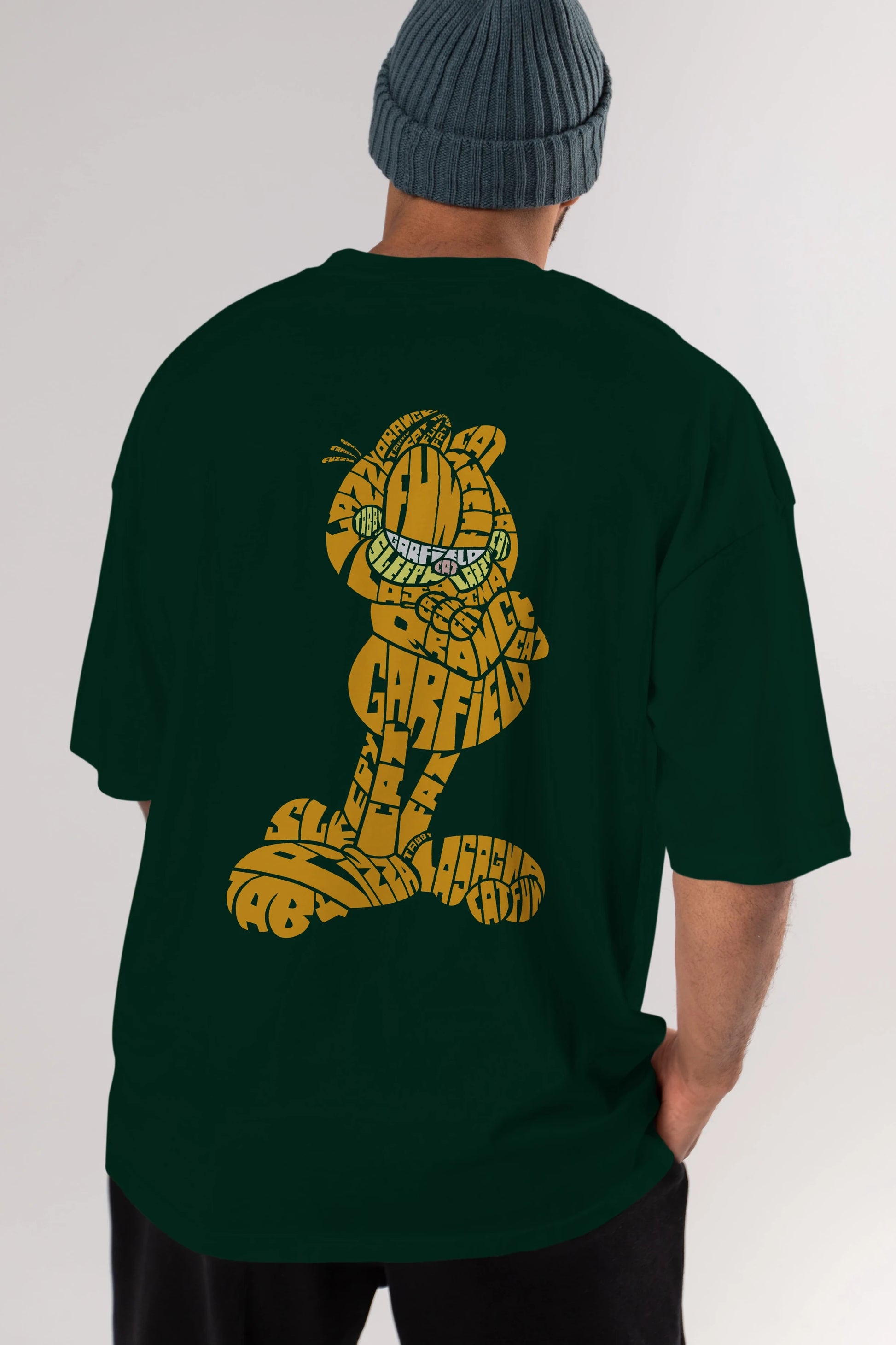 Garfield Arka Baskılı Oversize t-shirt %100 pamuk Erkek Kadın Unisex