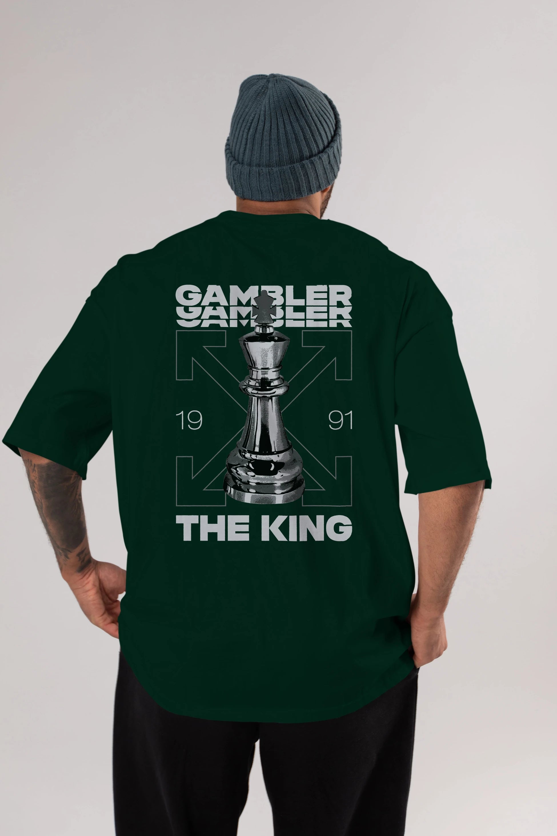 Gambler The King Arka Baskılı Oversize t-shirt Erkek Kadın Unisex