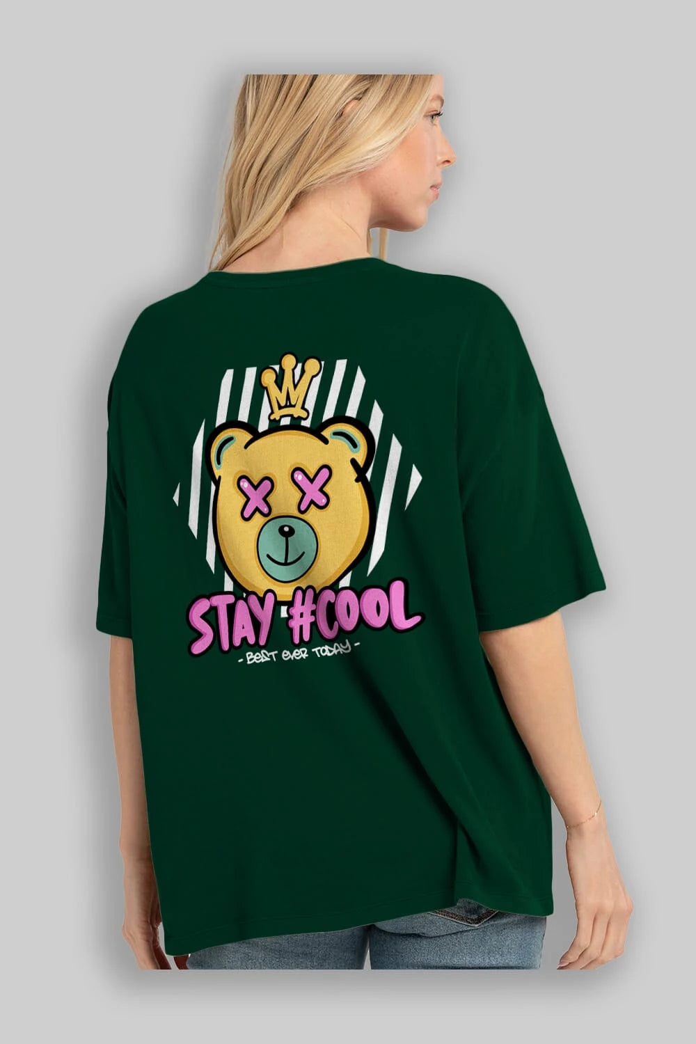 Stay Cool Bear Arka Baskılı Oversize t-shirt Erkek Kadın Unisex