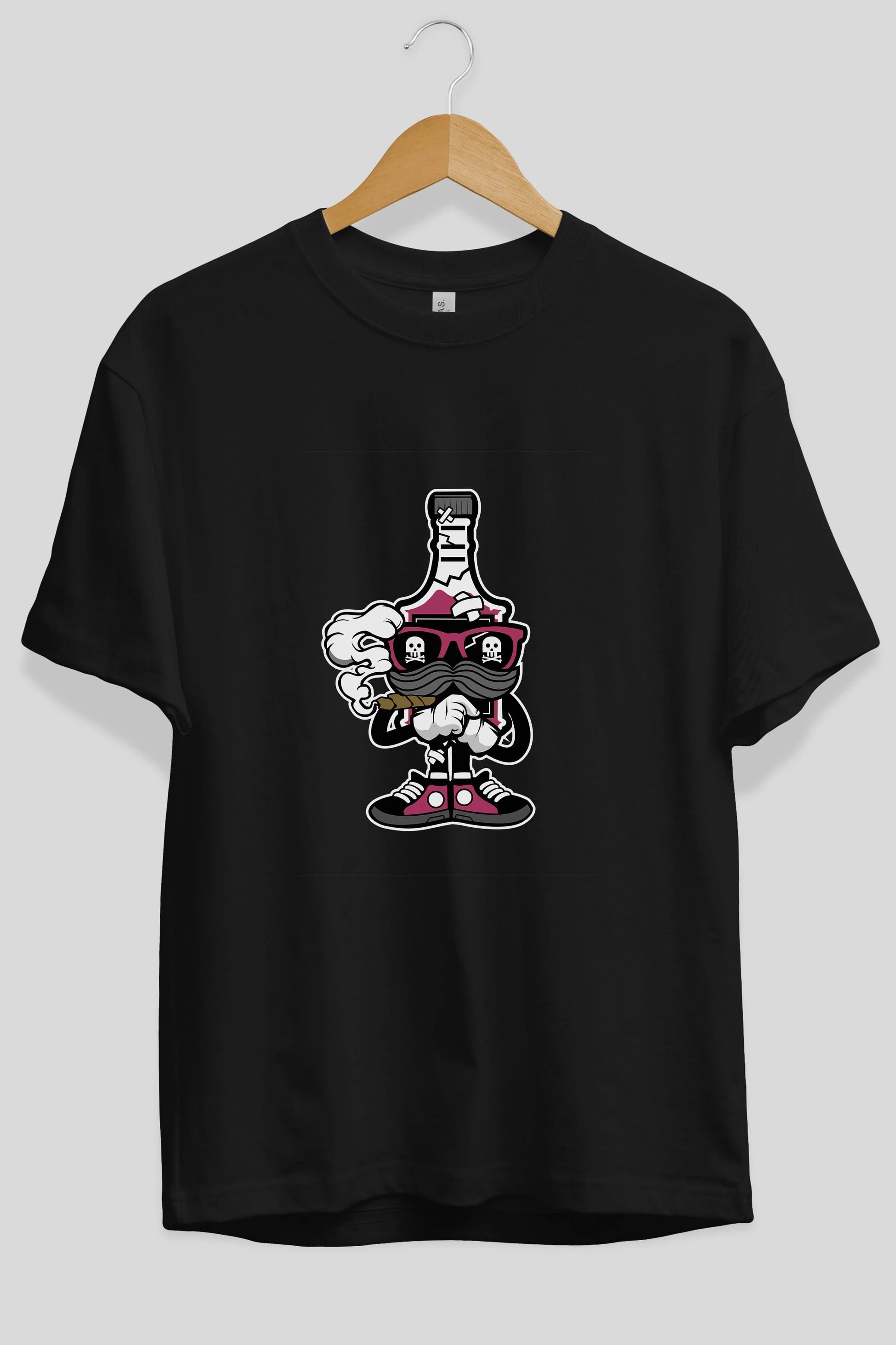 Vodka Bottle Ön Baskılı Oversize t-shirt Erkek Kadın Unisex %100 Pamuk tişort