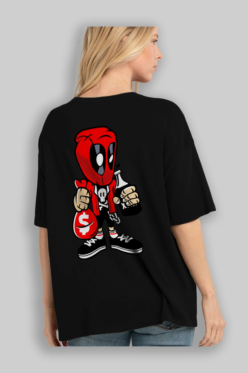 Deadpool (20) Arka Baskılı Oversize t-shirt Erkek Kadın Unisex %100 Pamuk Bisiklet Yaka tişort