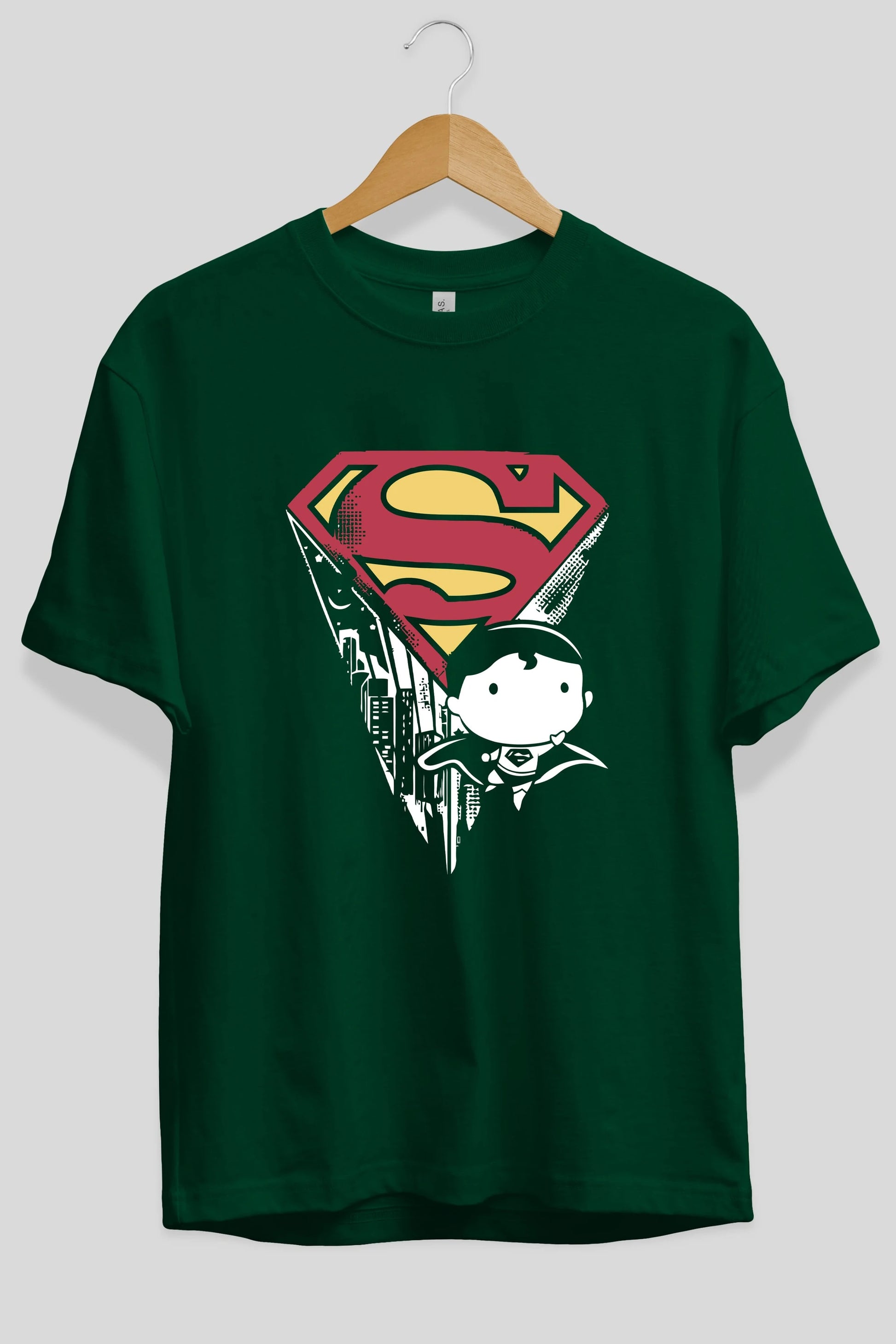 Superman Ön Baskılı Oversize t-shirt Erkek Kadın Unisex %100 Pamuk Bisiklet Yaka tişort
