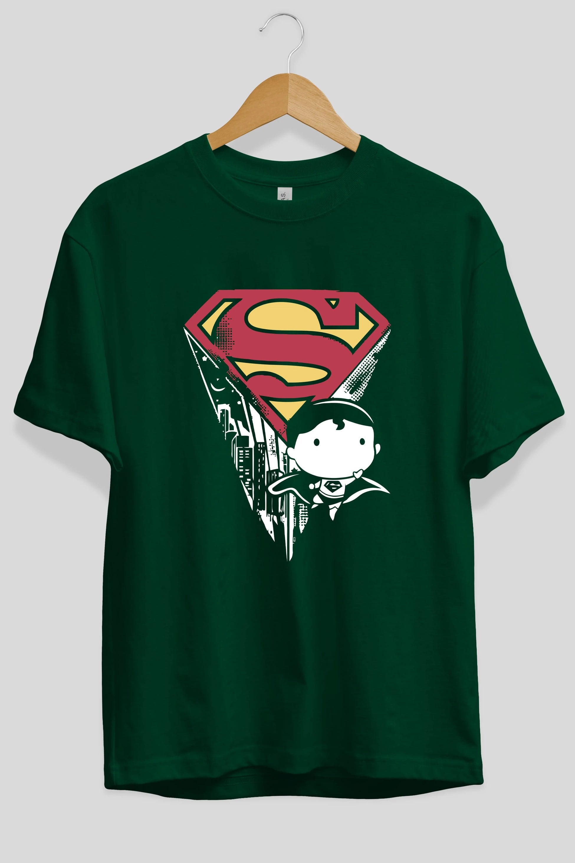 Superman Ön Baskılı Oversize t-shirt Erkek Kadın Unisex %100 Pamuk Bisiklet Yaka tişort