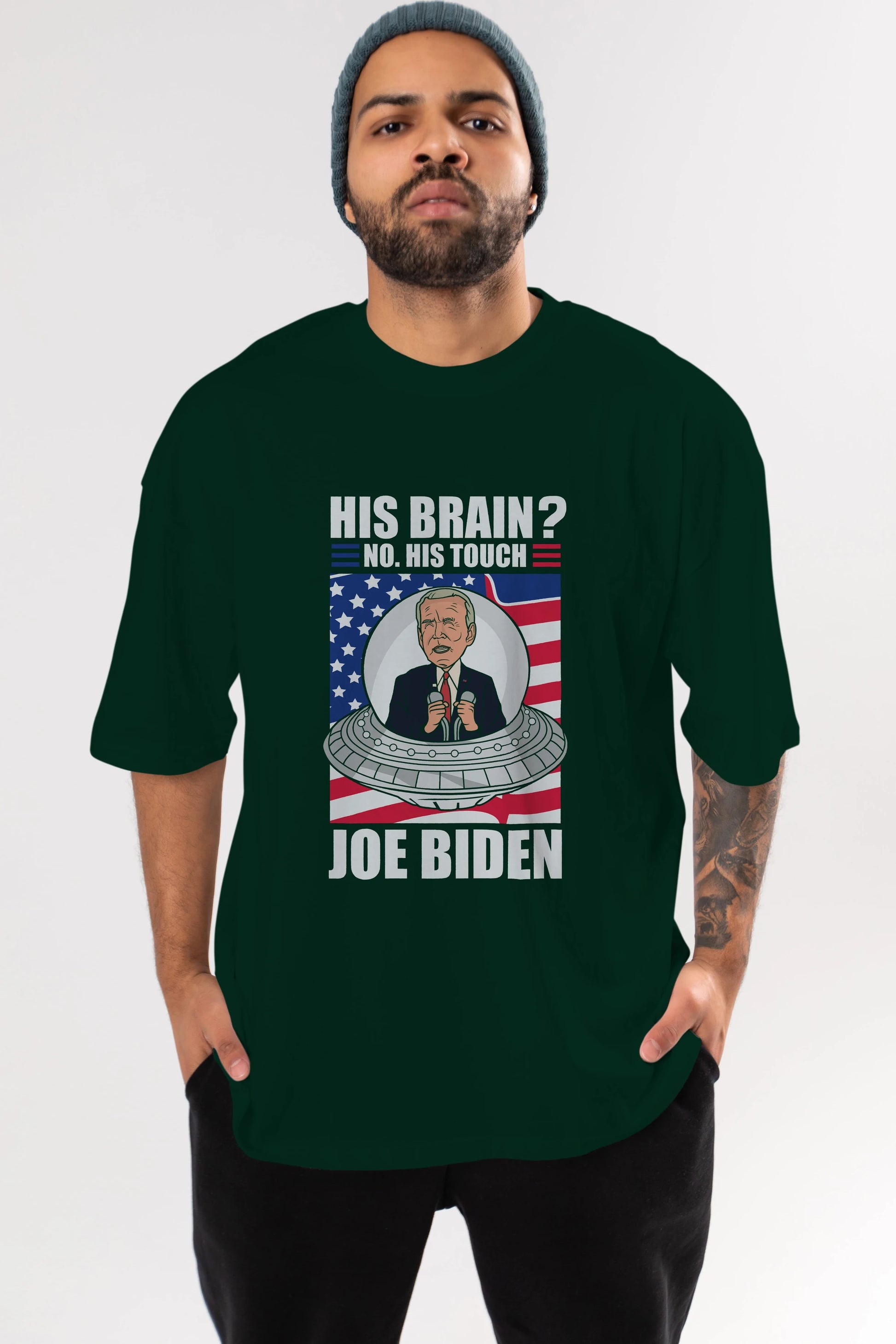 Alien Biden Ön Baskılı Oversize t-shirt Erkek Kadın Unisex %100 Pamuk tişort