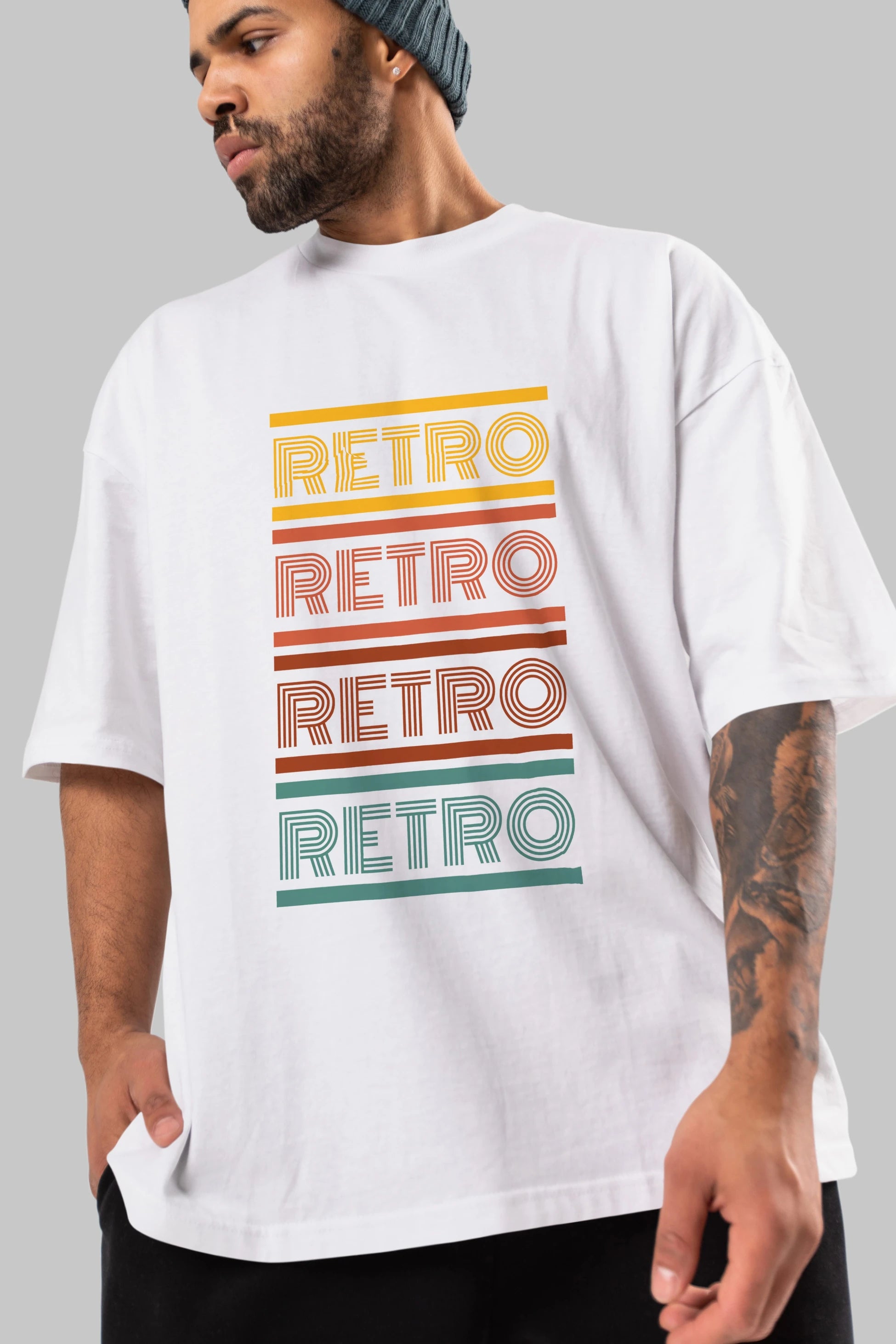 Retro Yazılı Ön Baskılı Oversize t-shirt Erkek Kadın Unisex