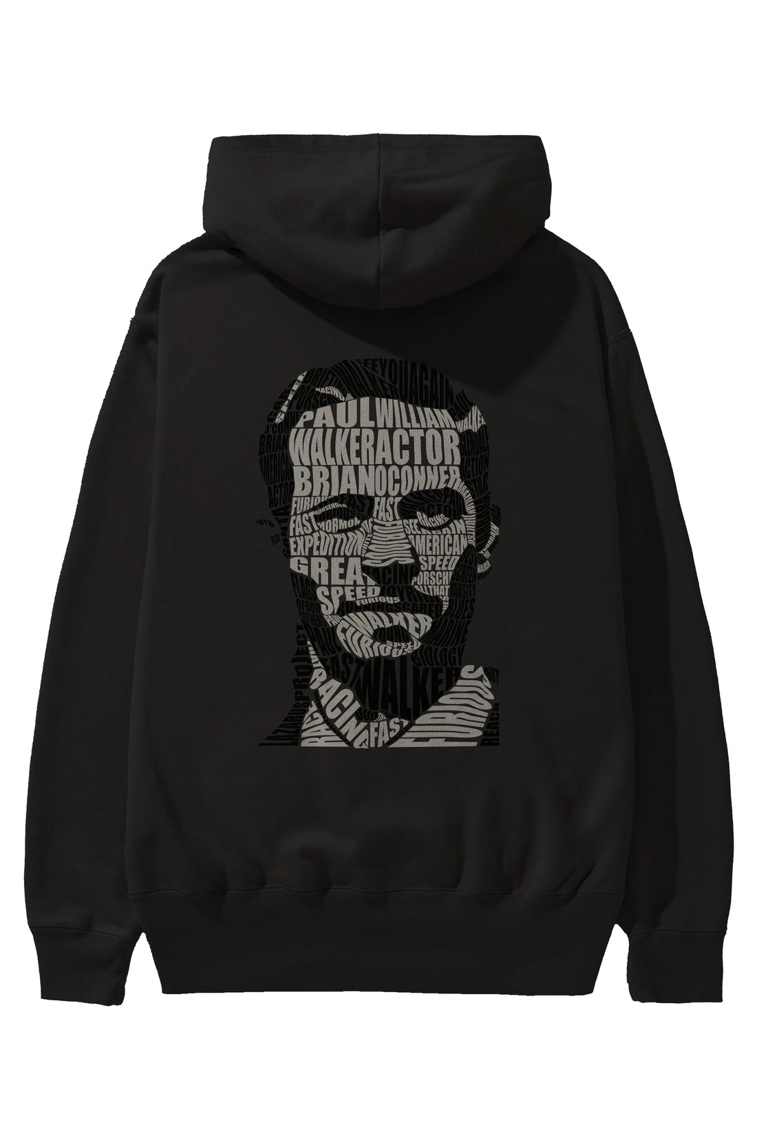 Paul Walker Calligram Arka Baskılı Hoodie Oversize Kapüşonlu Sweatshirt Erkek Kadın Unisex