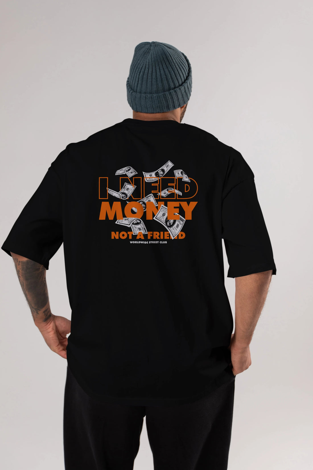 I Need Money Arka Baskılı Oversize t-shirt Erkek Kadın Unisex