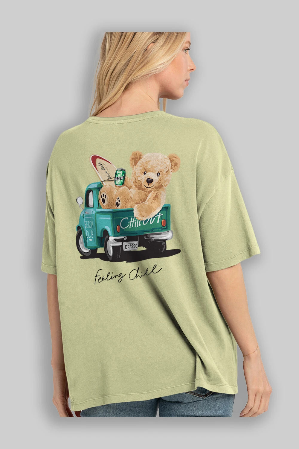 Teddy Bear Chill Out Arka Baskılı Oversize t-shirt Erkek Kadın Unisex %100 Pamuk