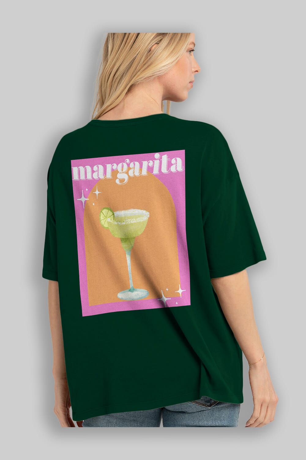 Margarita 7 Arka Baskılı Oversize t-shirt Erkek Kadın Unisex %100 Pamuk Bisiklet Yaka tişort