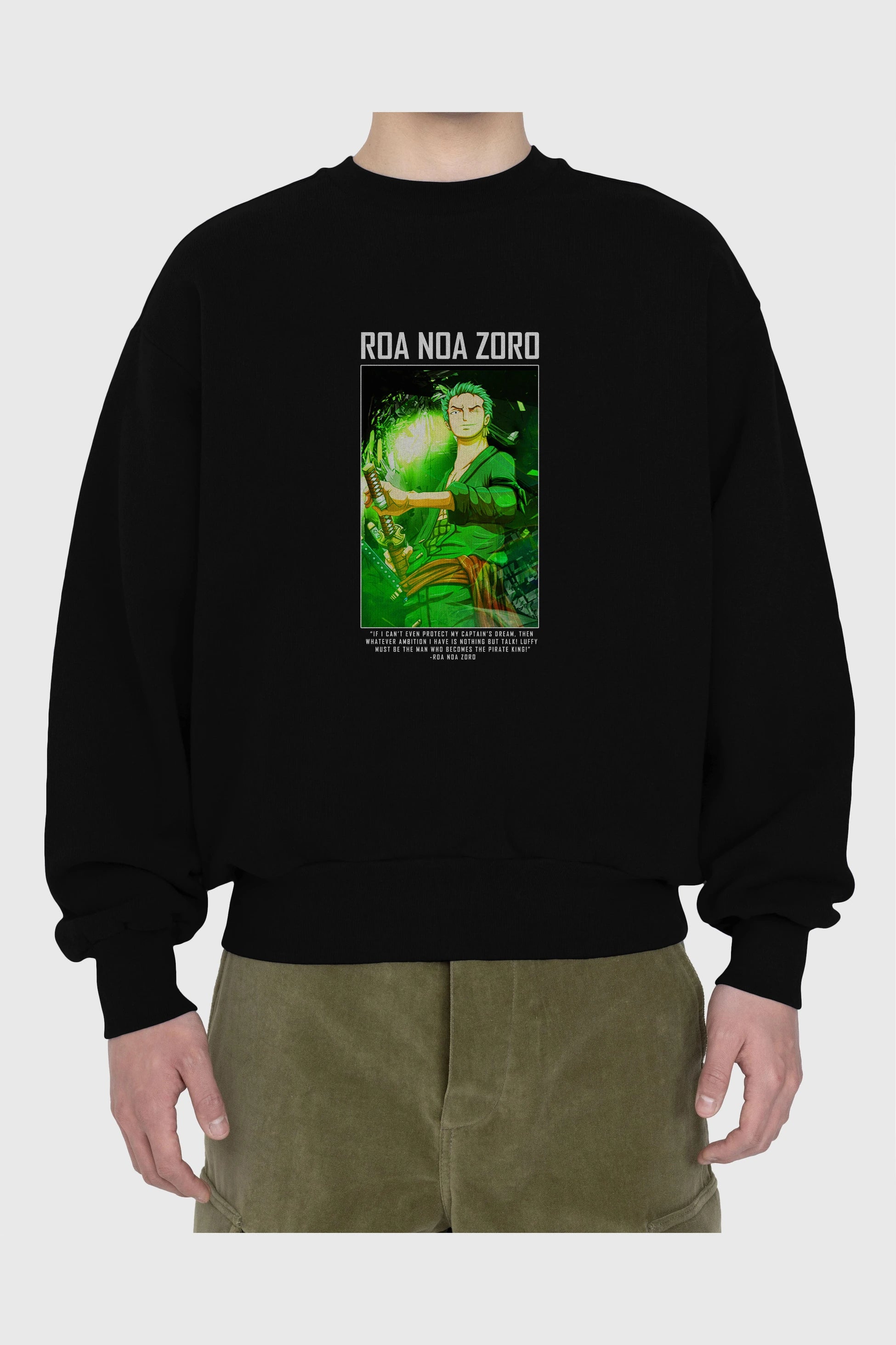 Roronoa Zoro 5 Ön Baskılı Anime Oversize Sweatshirt Erkek Kadın Unisex