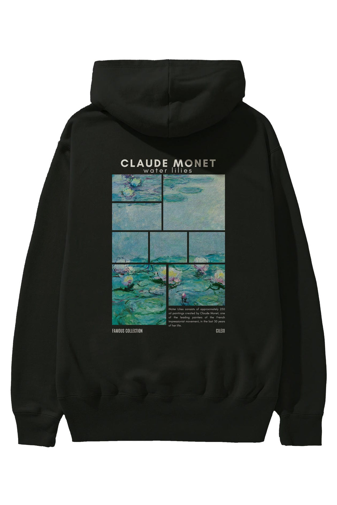 Claude Monet Arka Baskılı Hoodie Oversize Kapüşonlu Sweatshirt Erkek Kadın