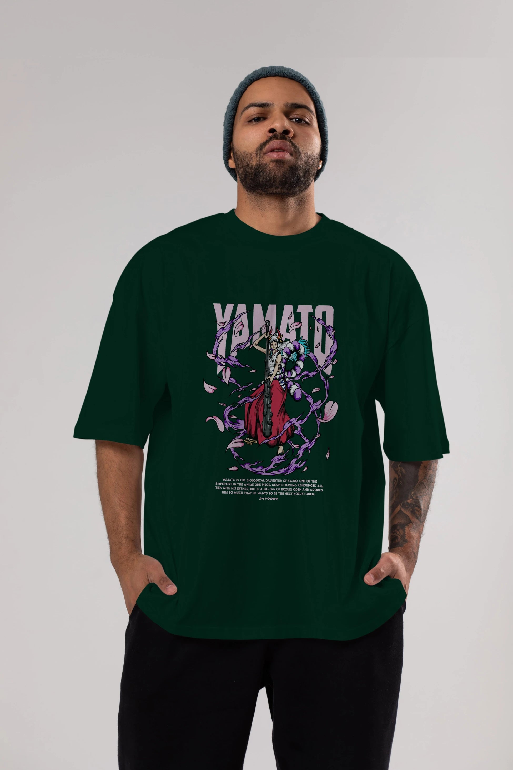 Yamato Anime Ön Baskılı Oversize t-shirt %100 pamuk Erkek Kadın Unisex