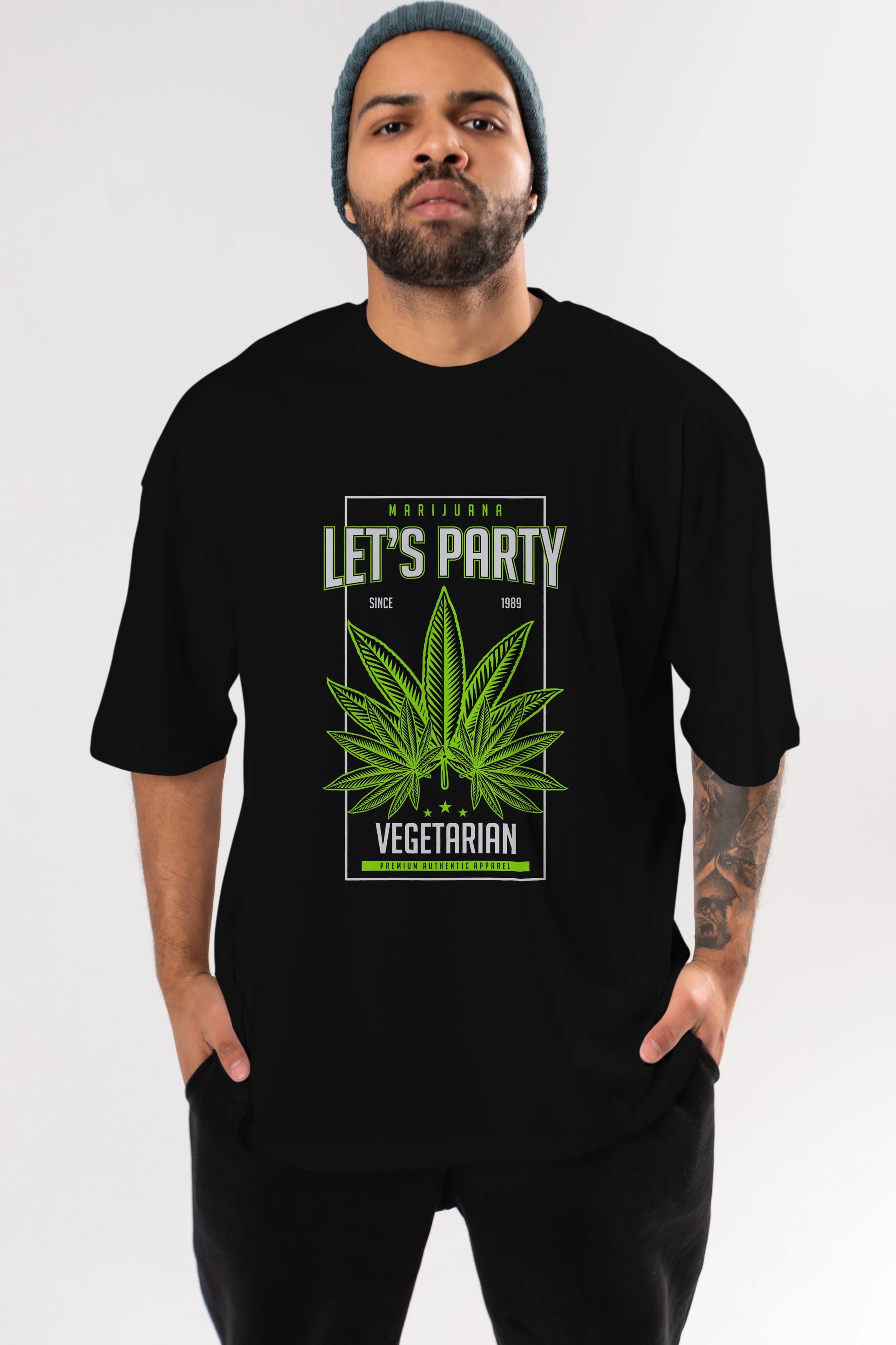 Lets Party Ön Baskılı Oversize t-shirt Erkek Kadın Unisex