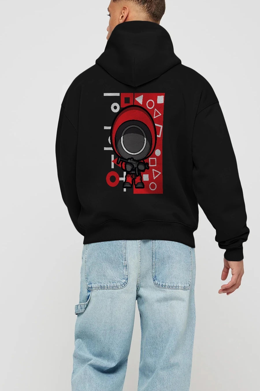 Squid Game (4) Arka Baskılı Hoodie Oversize Kapüşonlu Sweatshirt Erkek Kadın Unisex