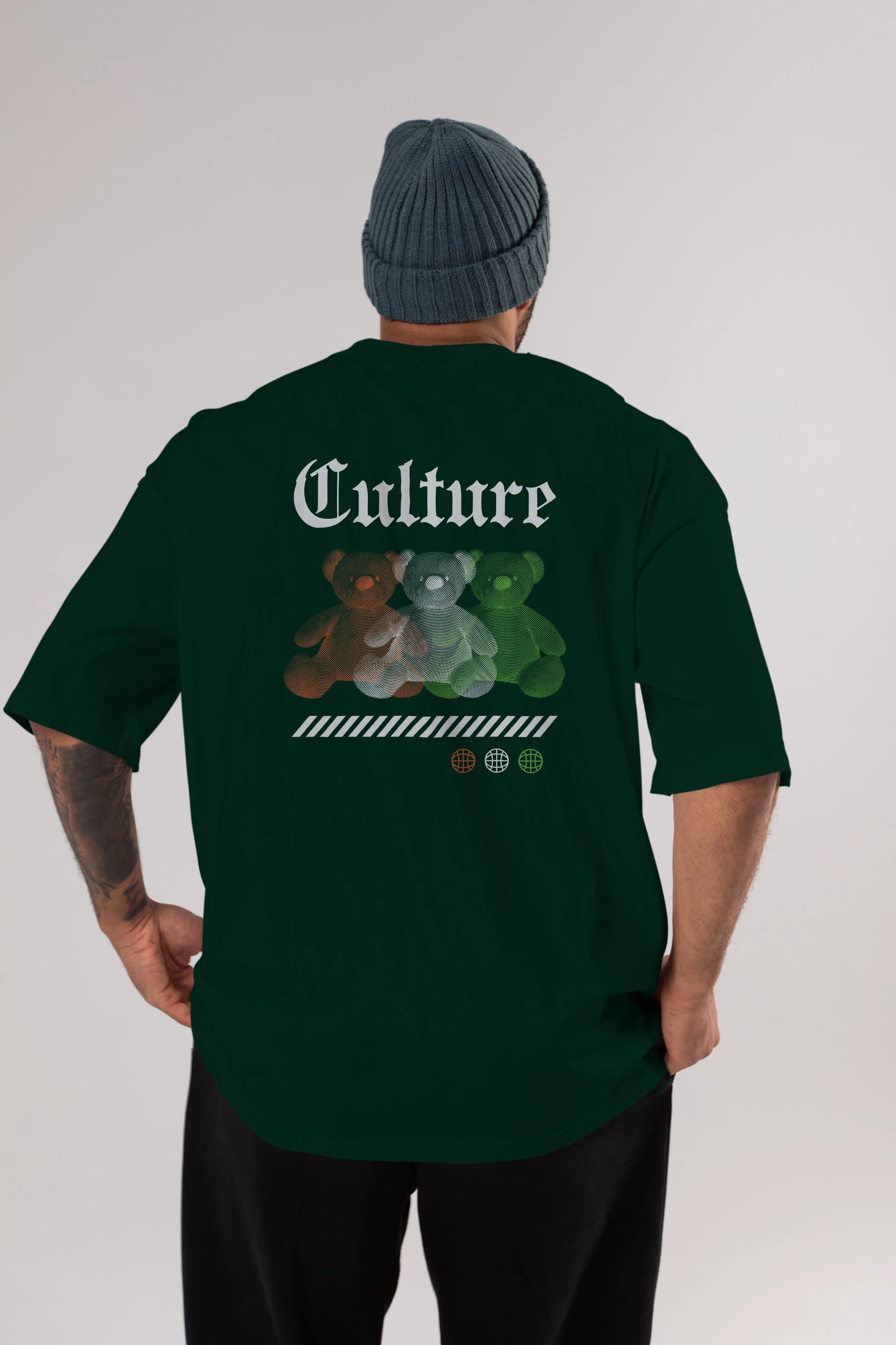 Culture Bear Arka Baskılı Oversize t-shirt Erkek Kadın Unisex