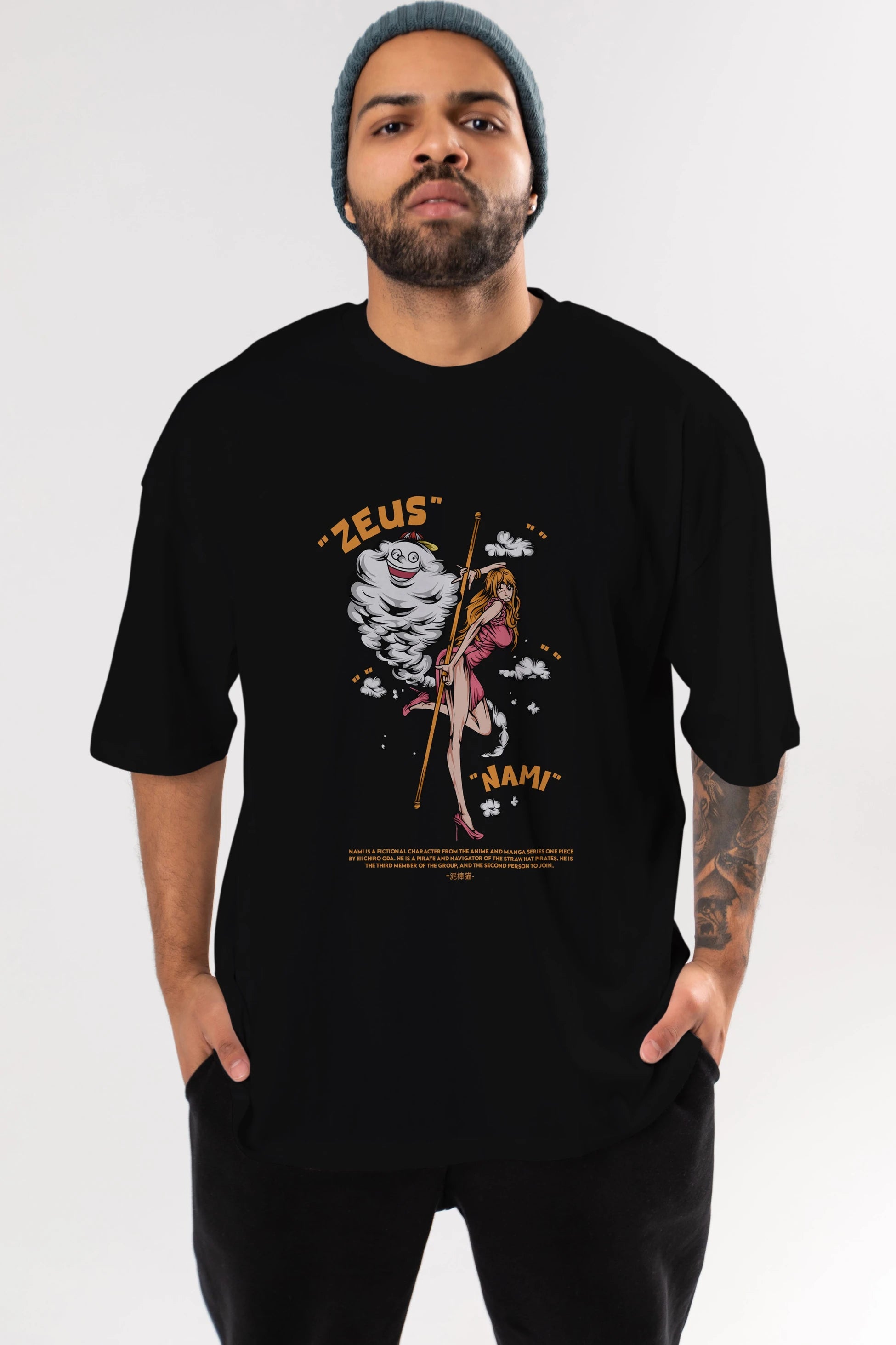 Zeus Nami Anime Ön Baskılı Oversize t-shirt %100 pamuk Erkek Kadın Unisex