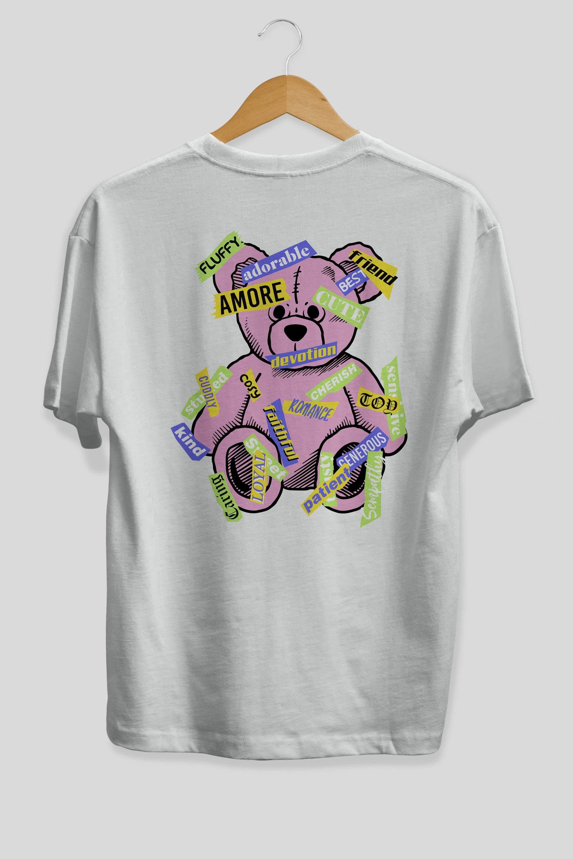 Teddy Bear Cute Arka Baskılı Oversize t-shirt Erkek Kadın Unisex
